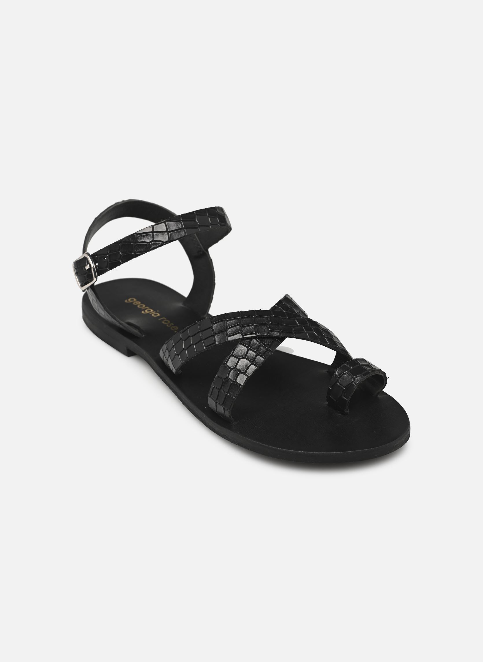 Flache Sandalen Kirika - sandales damen schwarz Georgia Rose Flache Sandalen Kirika - sandales damen schwarz CROCO NOIR