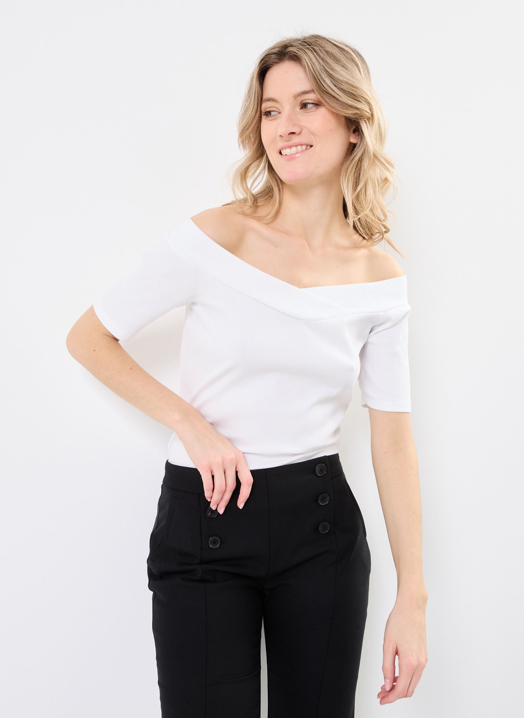 Tee-shirts manches courtes TBANDEAU femme blanc MADE BY Tee-shirts manches courtes TBANDEAU femme blanc LUCENT WHITE