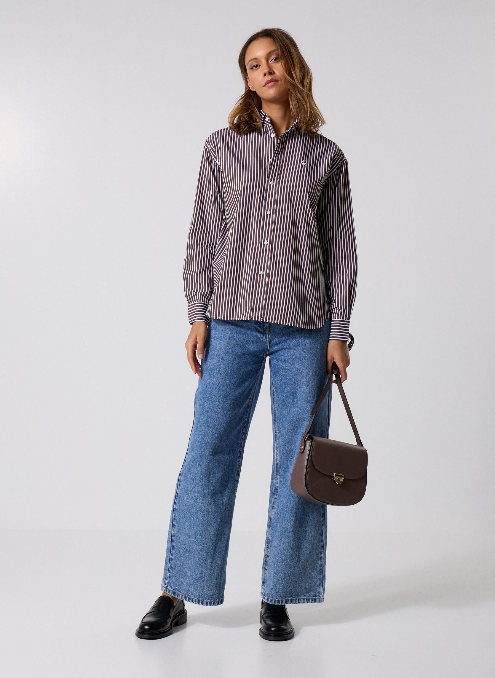Chemises LS RMSY ST-LONG SLEEVE-BLOUSE femme marron Polo Ralph Lauren Chemises LS RMSY ST-LONG SLEEVE-BLOUSE femme marron 1073C BROWN/WHITE