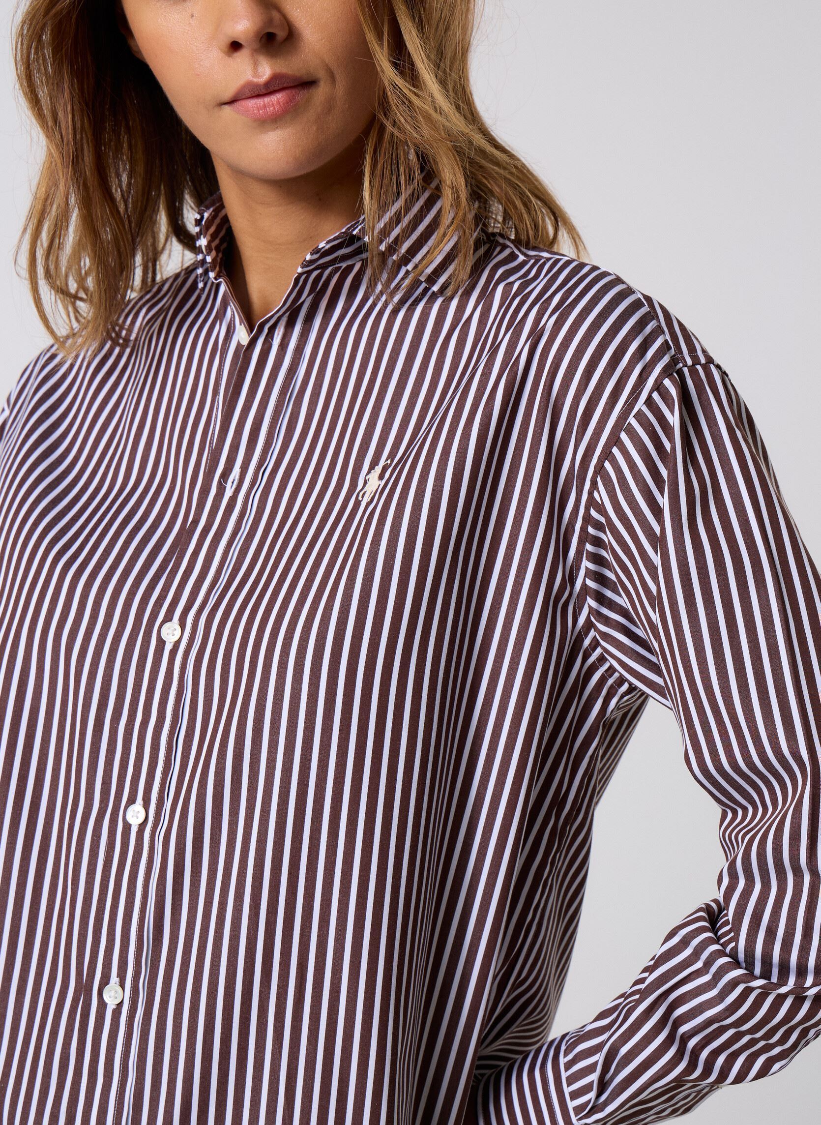 Chemises LS RMSY ST-LONG SLEEVE-BLOUSE femme marron Polo Ralph Lauren Chemises LS RMSY ST-LONG SLEEVE-BLOUSE femme marron 1073C BROWN/WHITE