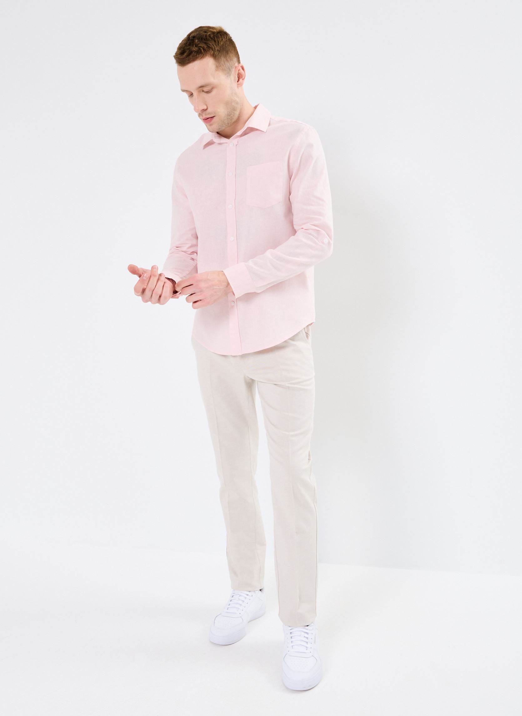 Hemden COIMBRA-LIN heren roze Marvin&Co Hemden COIMBRA-LIN heren roze PRIMROSE PINK