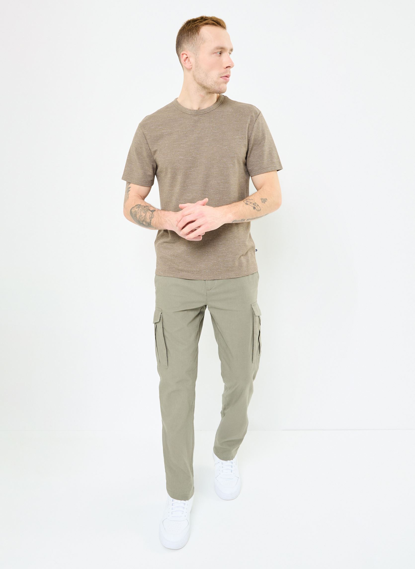 Chino-Hosen PANTALON-CARGO-LIN herren grün MADE BY Chino-Hosen PANTALON-CARGO-LIN herren grün SMOKEY OLIVE