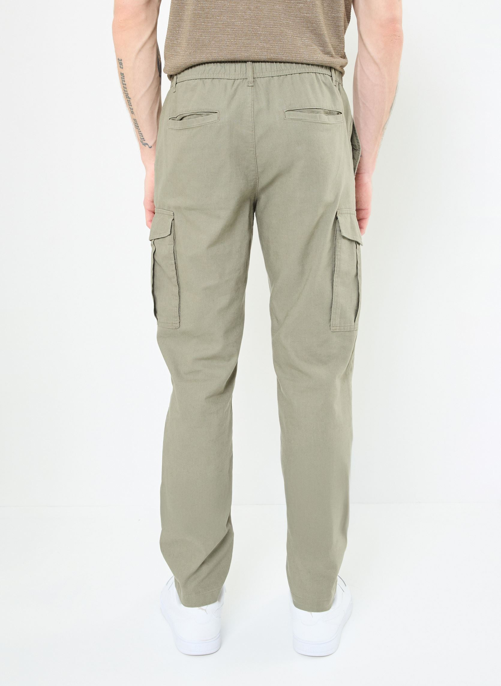 Chino-Hosen PANTALON-CARGO-LIN herren grün MADE BY Chino-Hosen PANTALON-CARGO-LIN herren grün SMOKEY OLIVE