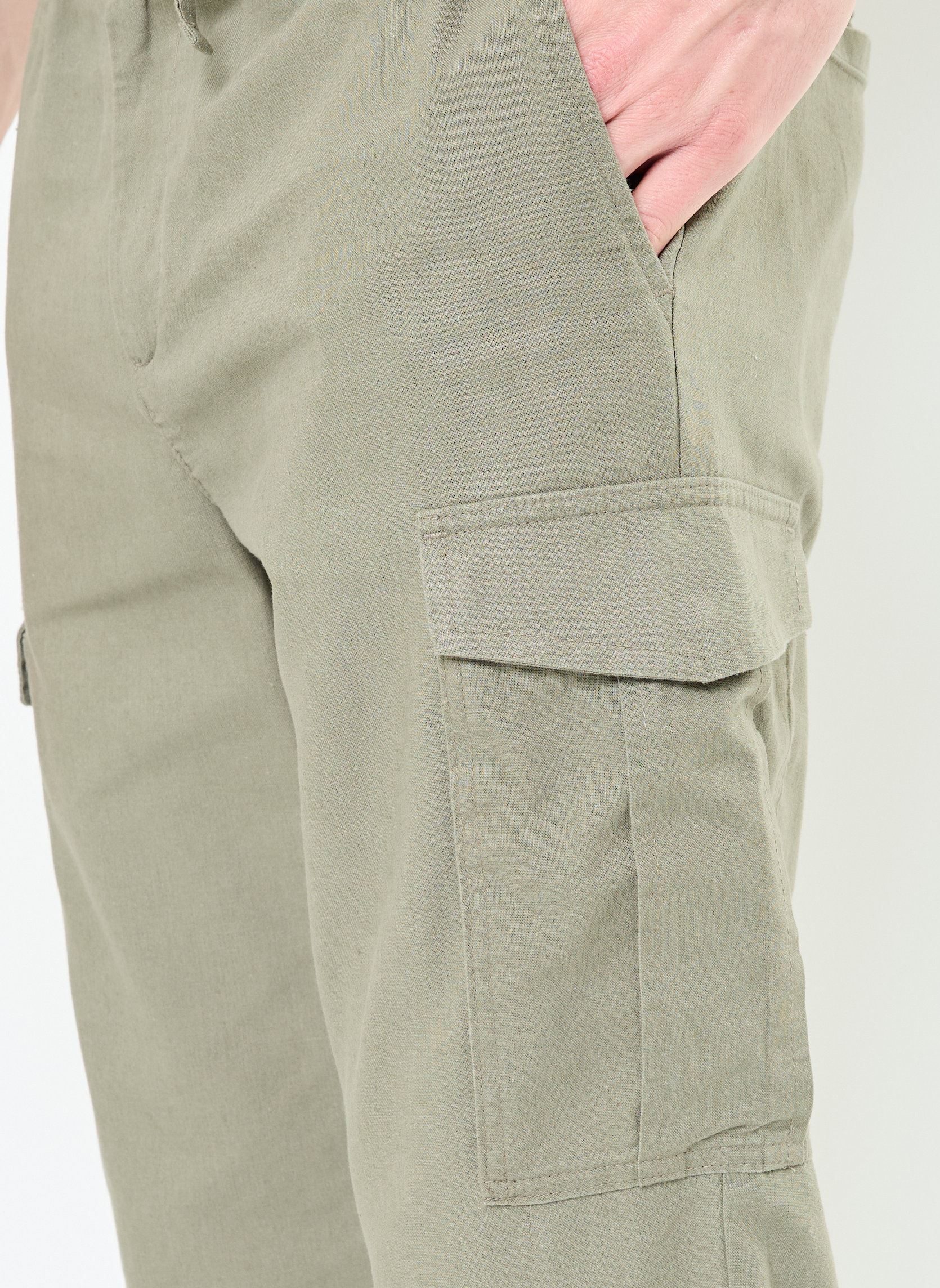 Chino-Hosen PANTALON-CARGO-LIN herren grün MADE BY Chino-Hosen PANTALON-CARGO-LIN herren grün SMOKEY OLIVE