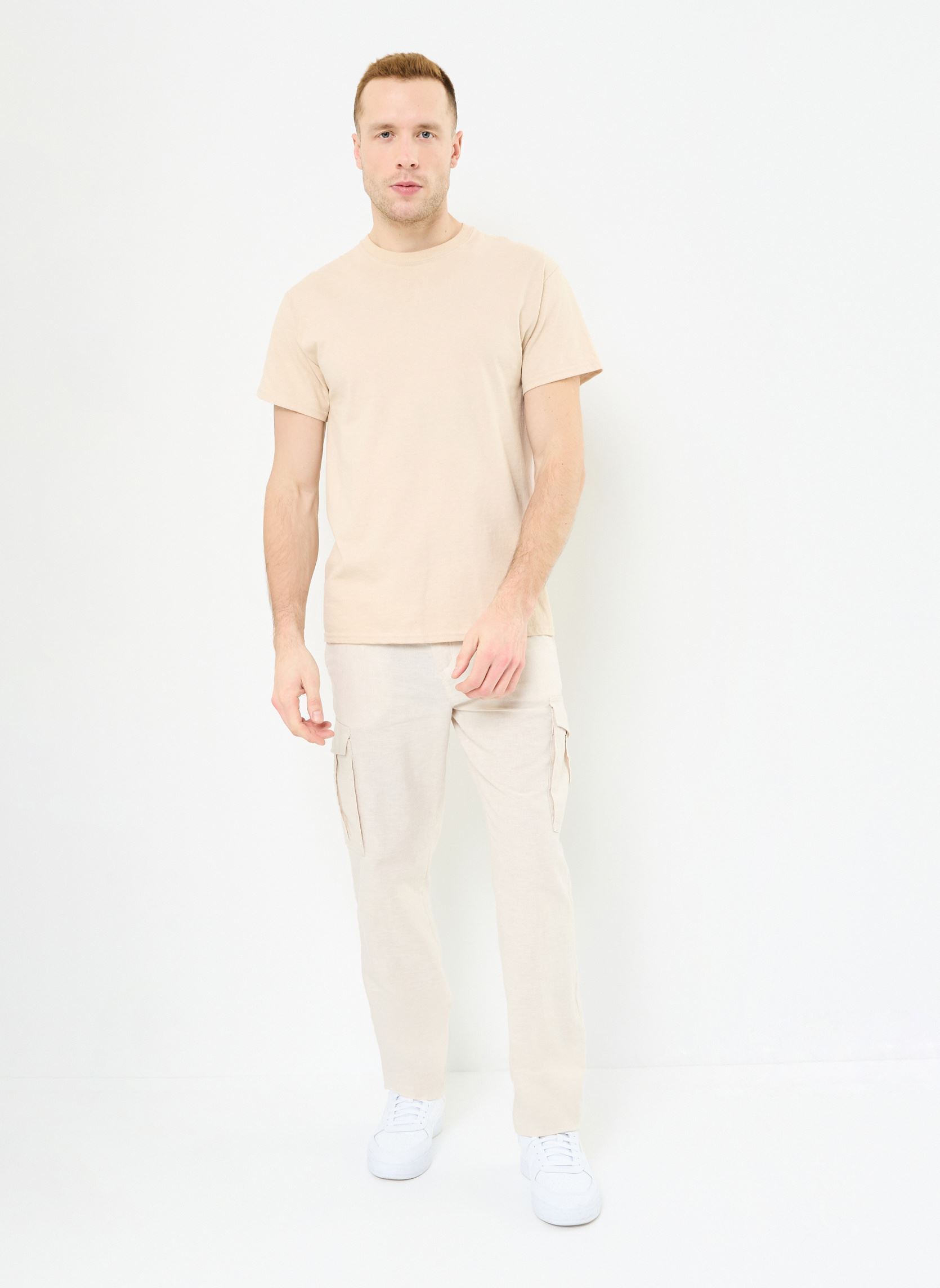 Pantalons chino PANTALON-CARGO-LIN homme gris MADE BY Pantalons chino PANTALON-CARGO-LIN homme gris DOVE