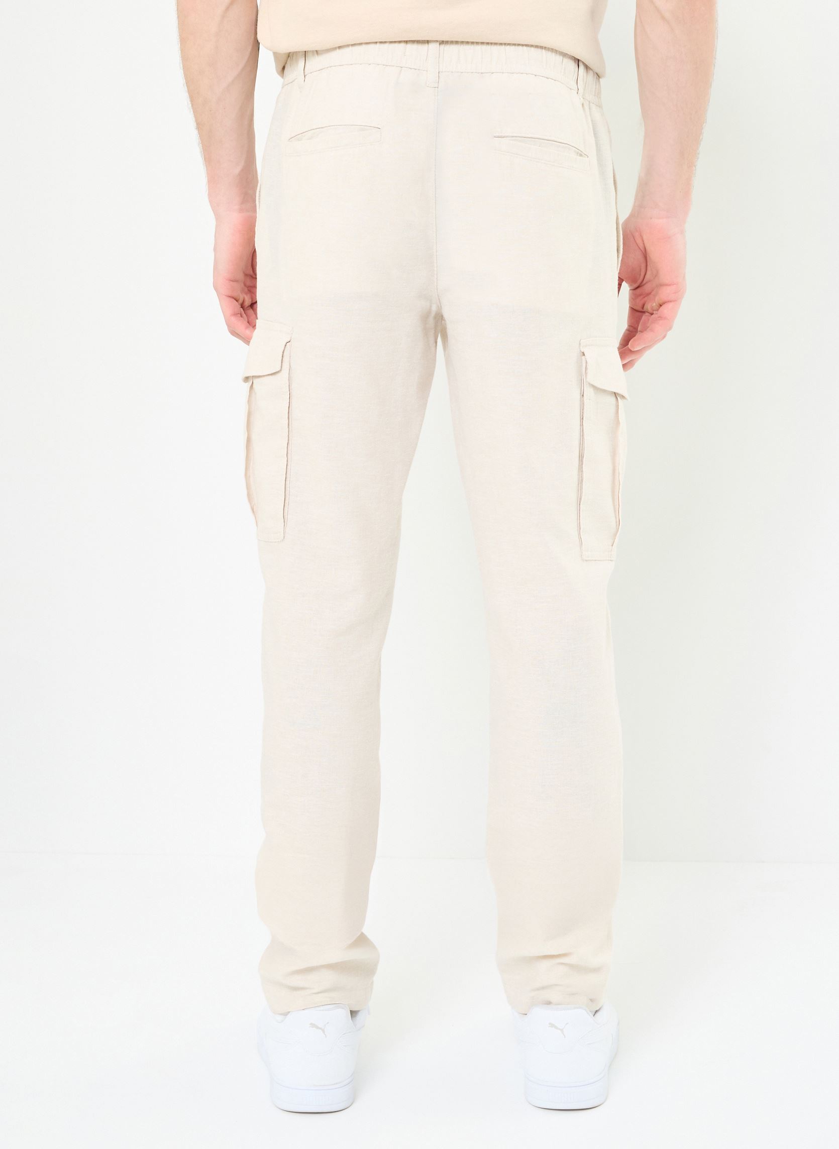 Pantalons chino PANTALON-CARGO-LIN homme gris MADE BY Pantalons chino PANTALON-CARGO-LIN homme gris DOVE