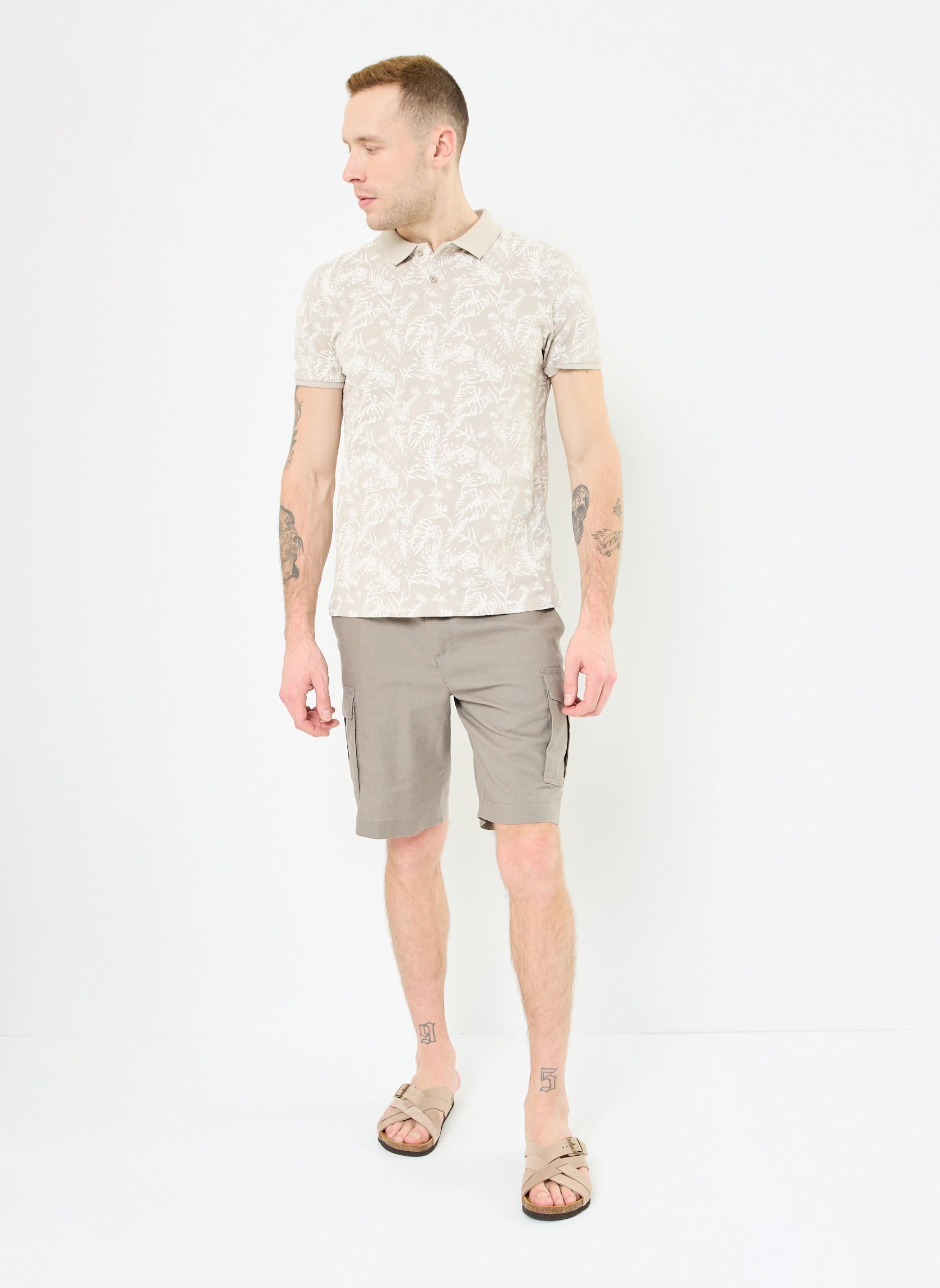 Bermudas BERMUDA-CARGO-LIN homme marron MADE BY Bermudas BERMUDA-CARGO-LIN homme marron DRIFTWOOD