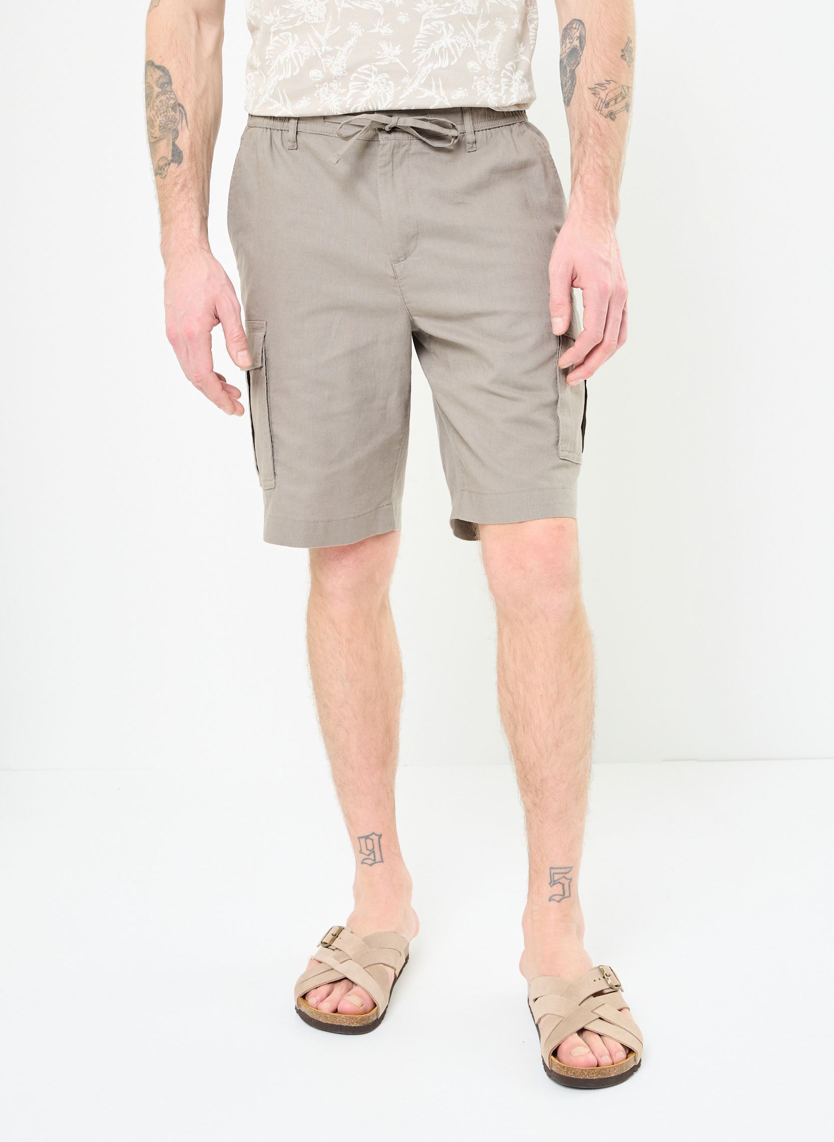 Bermudas BERMUDA-CARGO-LIN homme marron MADE BY Bermudas BERMUDA-CARGO-LIN homme marron DRIFTWOOD