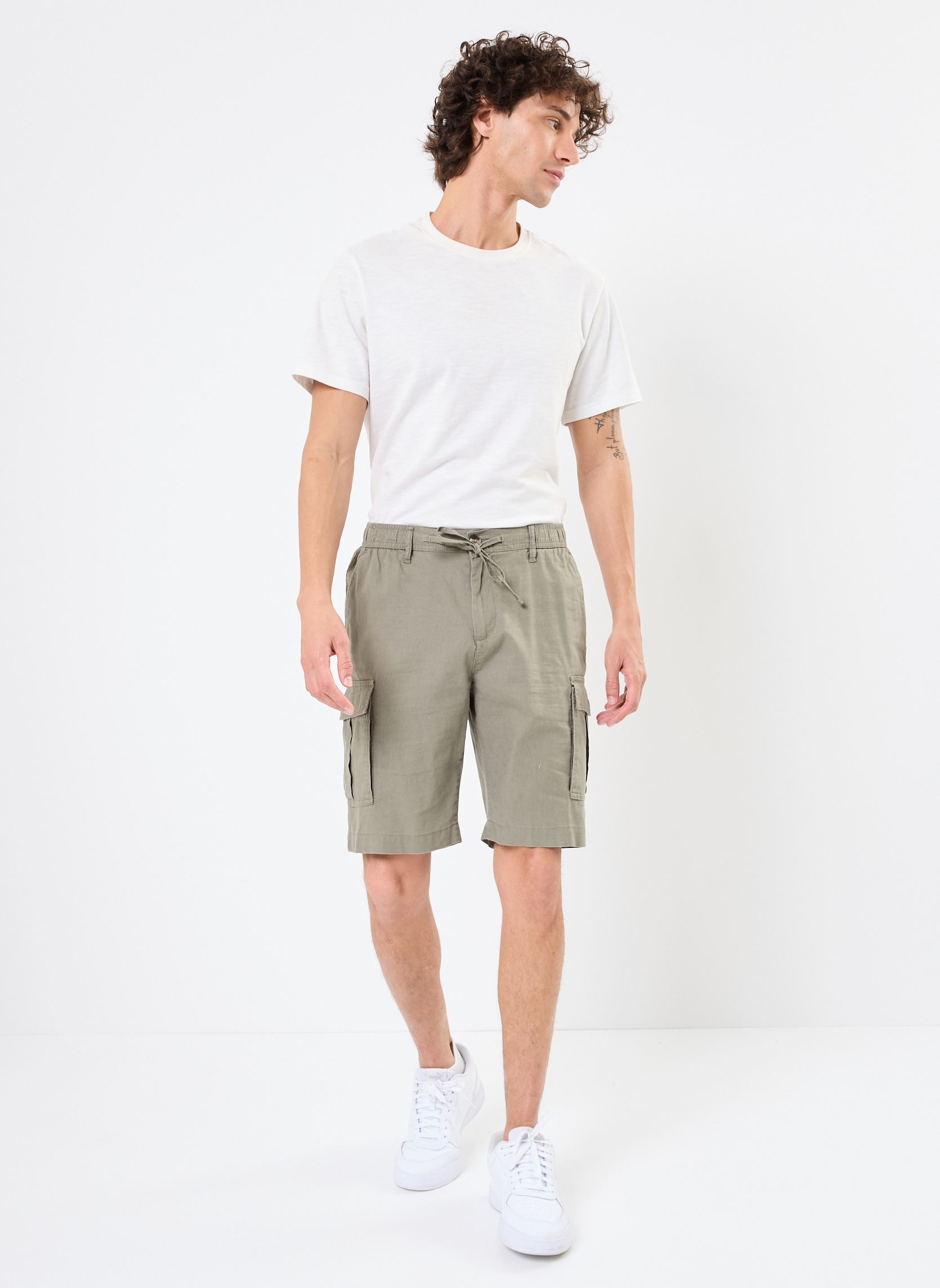 Bermudas BERMUDA-CARGO-LIN homme vert MADE BY Bermudas BERMUDA-CARGO-LIN homme vert SMOKEY OLIVE