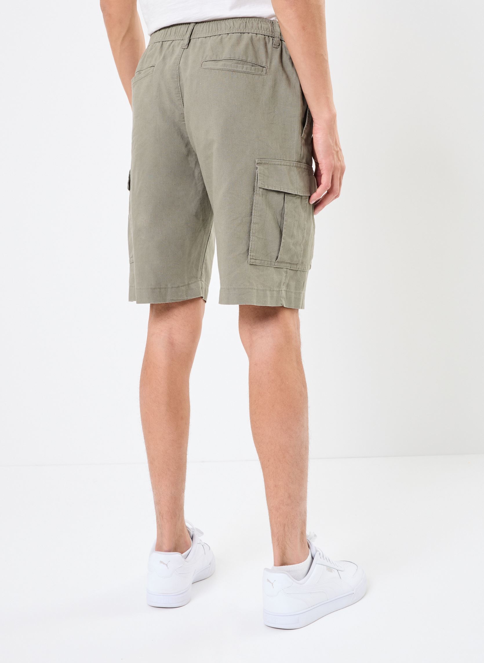 Bermudas BERMUDA-CARGO-LIN homme vert MADE BY Bermudas BERMUDA-CARGO-LIN homme vert SMOKEY OLIVE