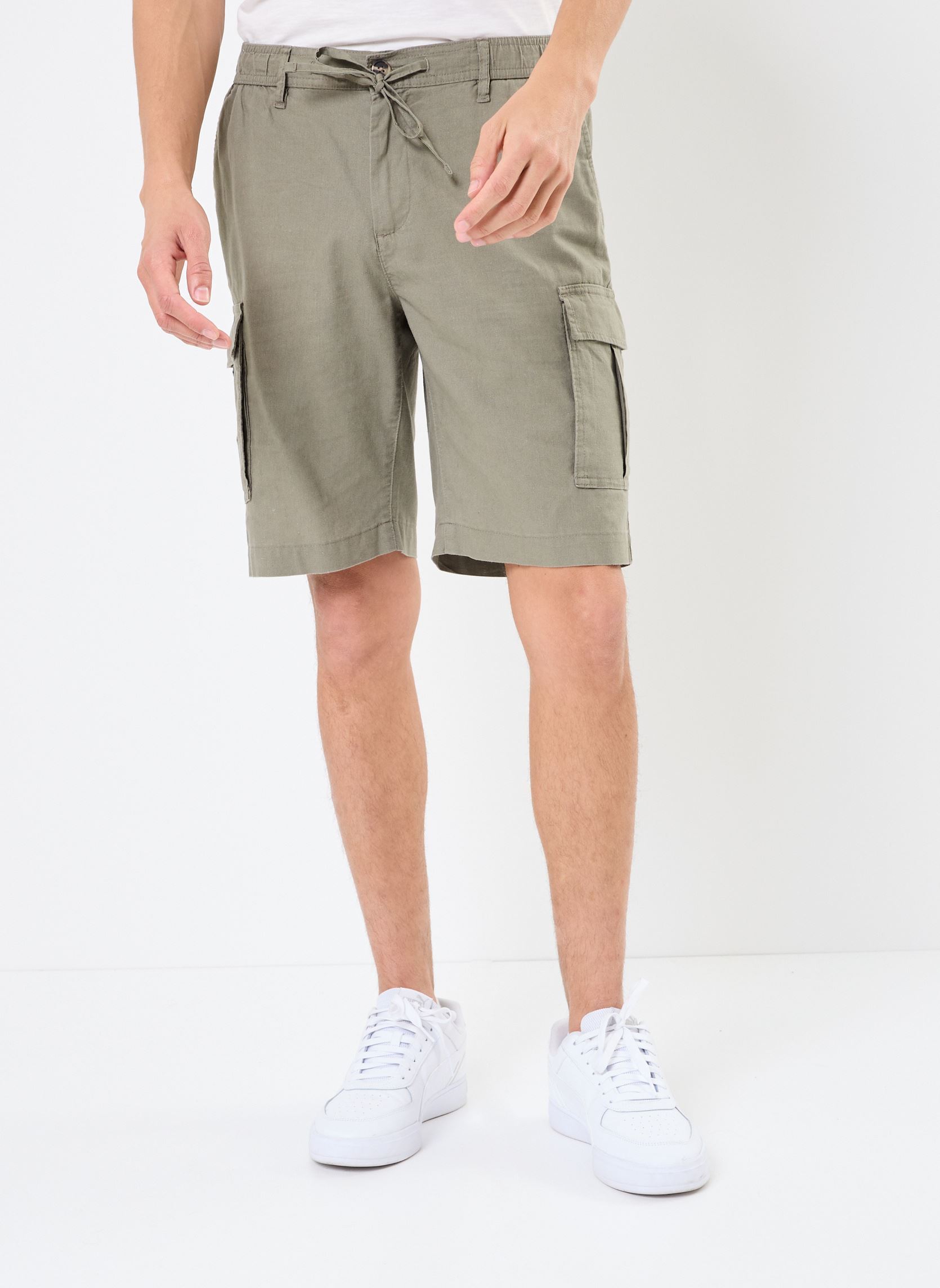 Bermudas BERMUDA-CARGO-LIN homme vert MADE BY Bermudas BERMUDA-CARGO-LIN homme vert SMOKEY OLIVE