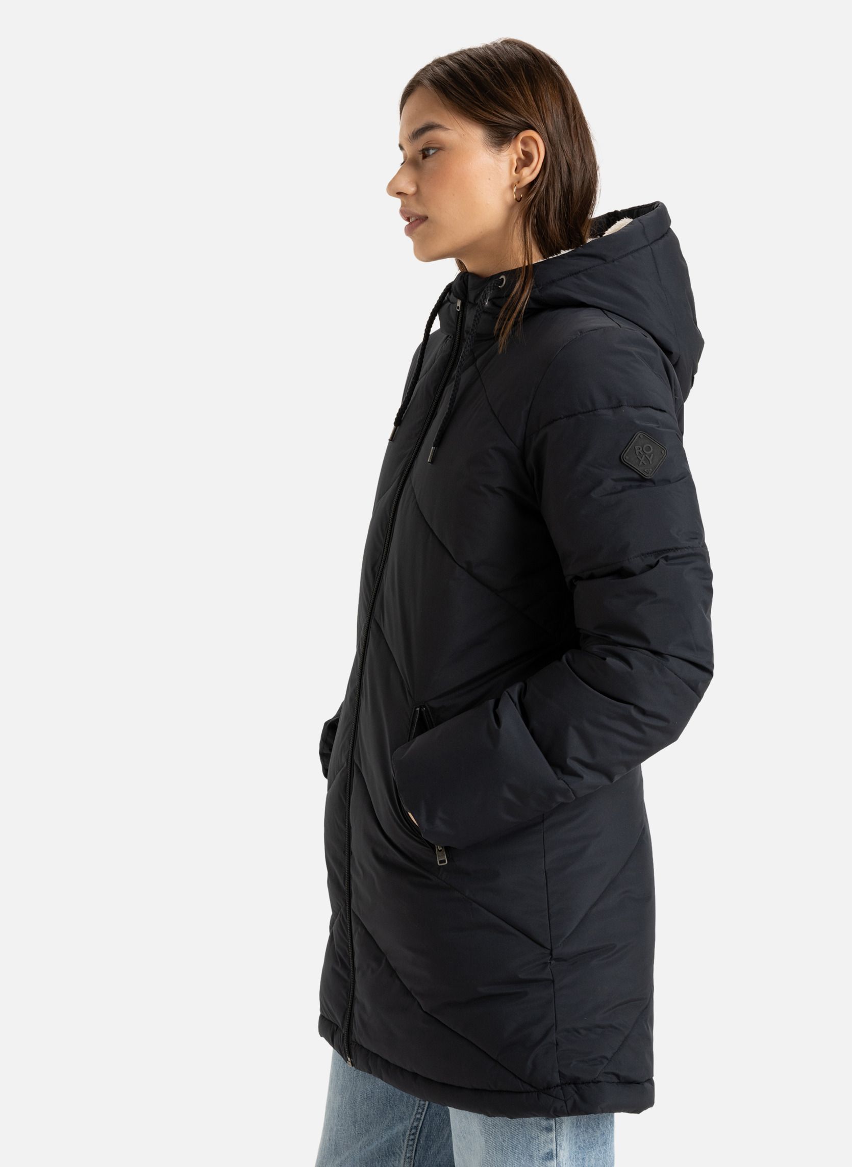 Blousons Veste longue à capuche BETTER WEATHER. femme noir Roxy Blousons Veste longue à capuche BETTER WEATHER. femme noir Noir