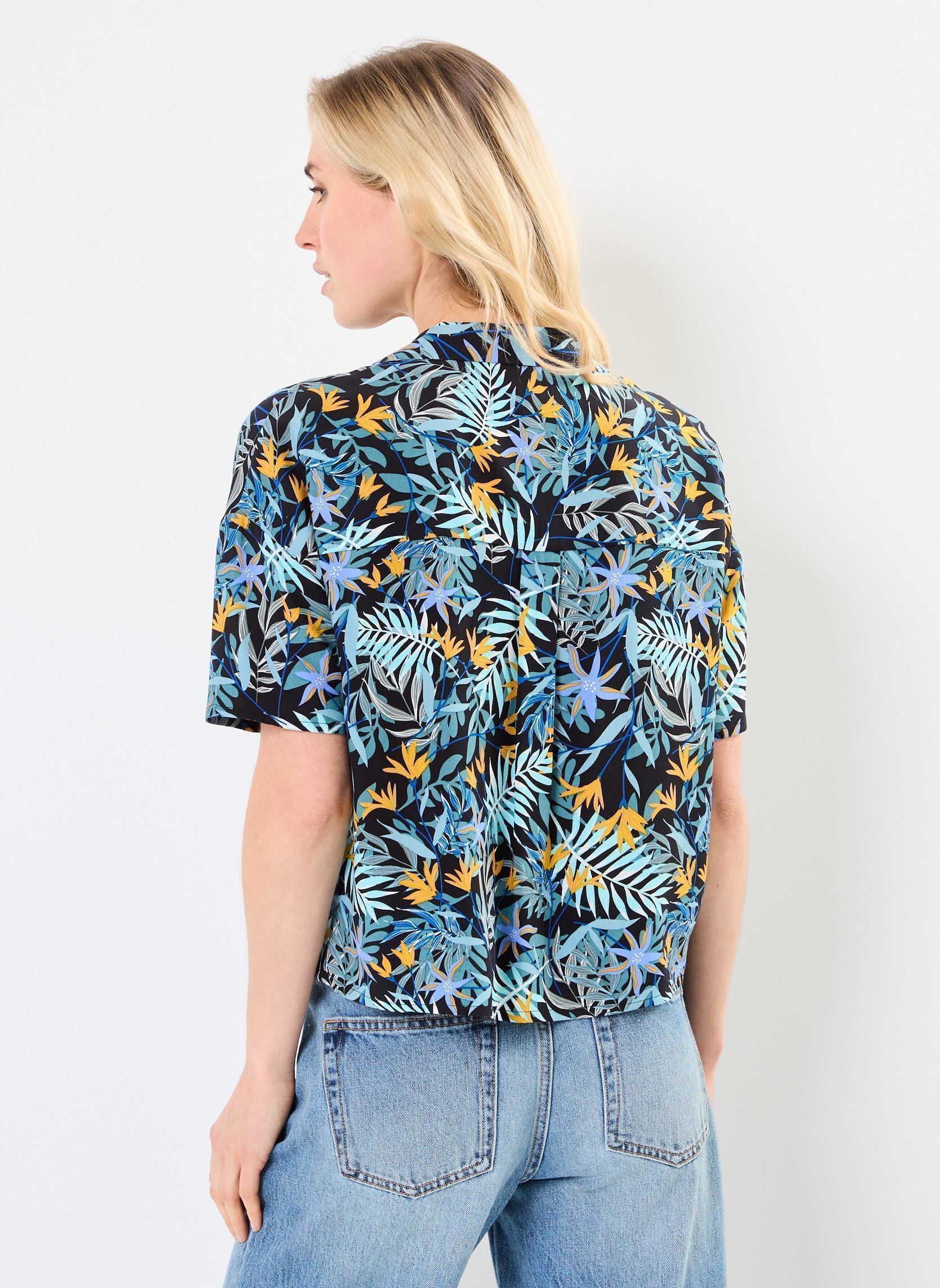 Chemises manches courtes CHEMISE-PALMIER femme multicolore MADE BY Chemises manches courtes CHEMISE-PALMIER femme multicolore IMP_PALME MULTICO_NOIR