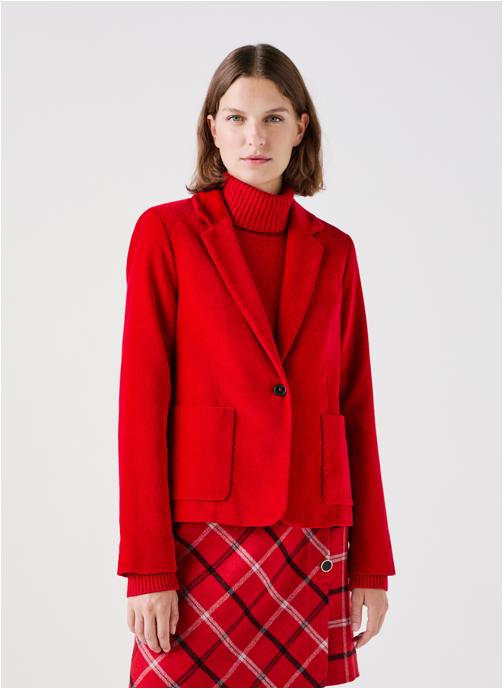 Veste longue tricotée rouge avec lurex T 40/42