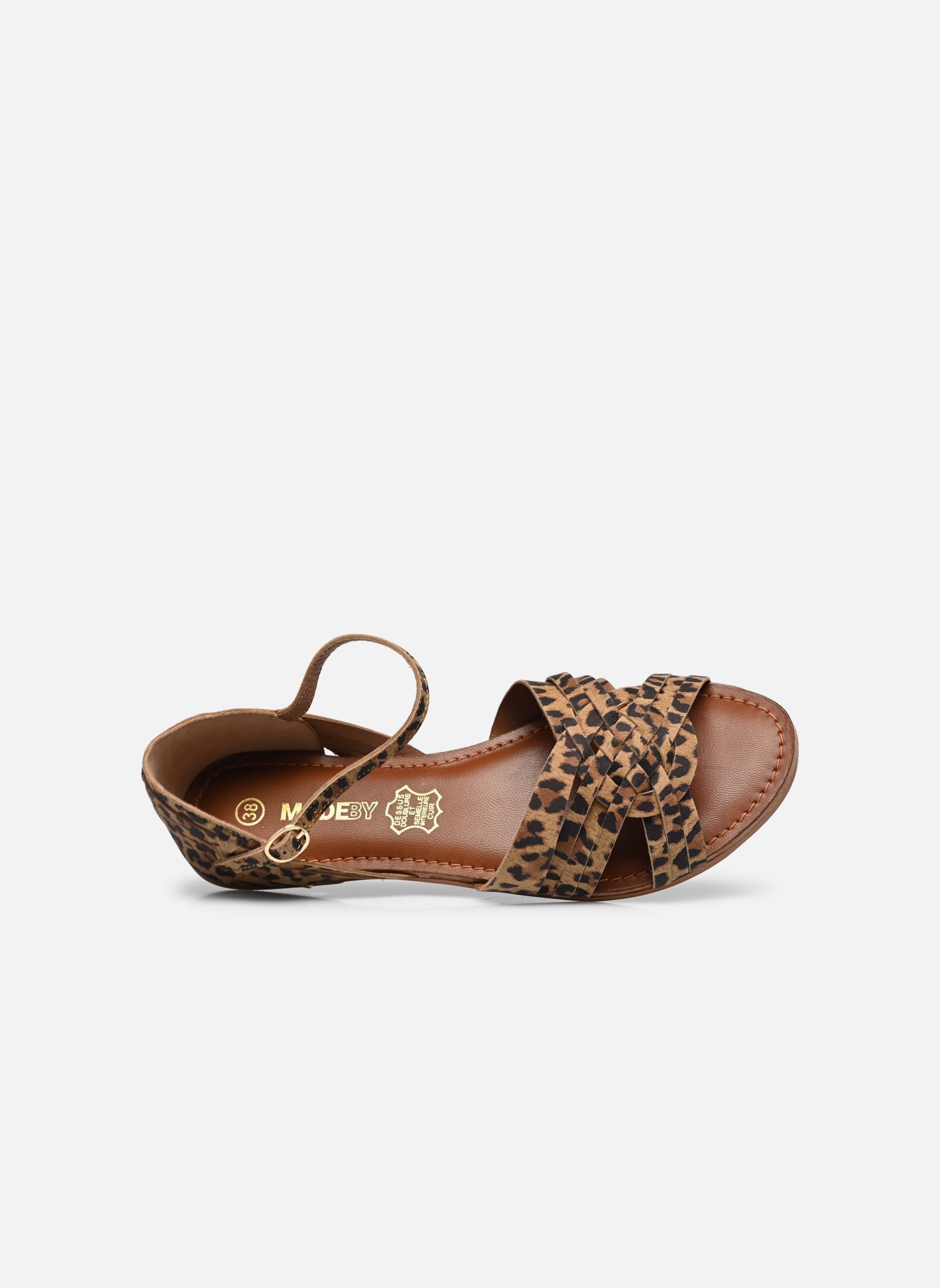 Platte sandalen Sandales KESANCUI leather dames bruin MADE BY Platte sandalen Sandales KESANCUI leather dames bruin MARRON