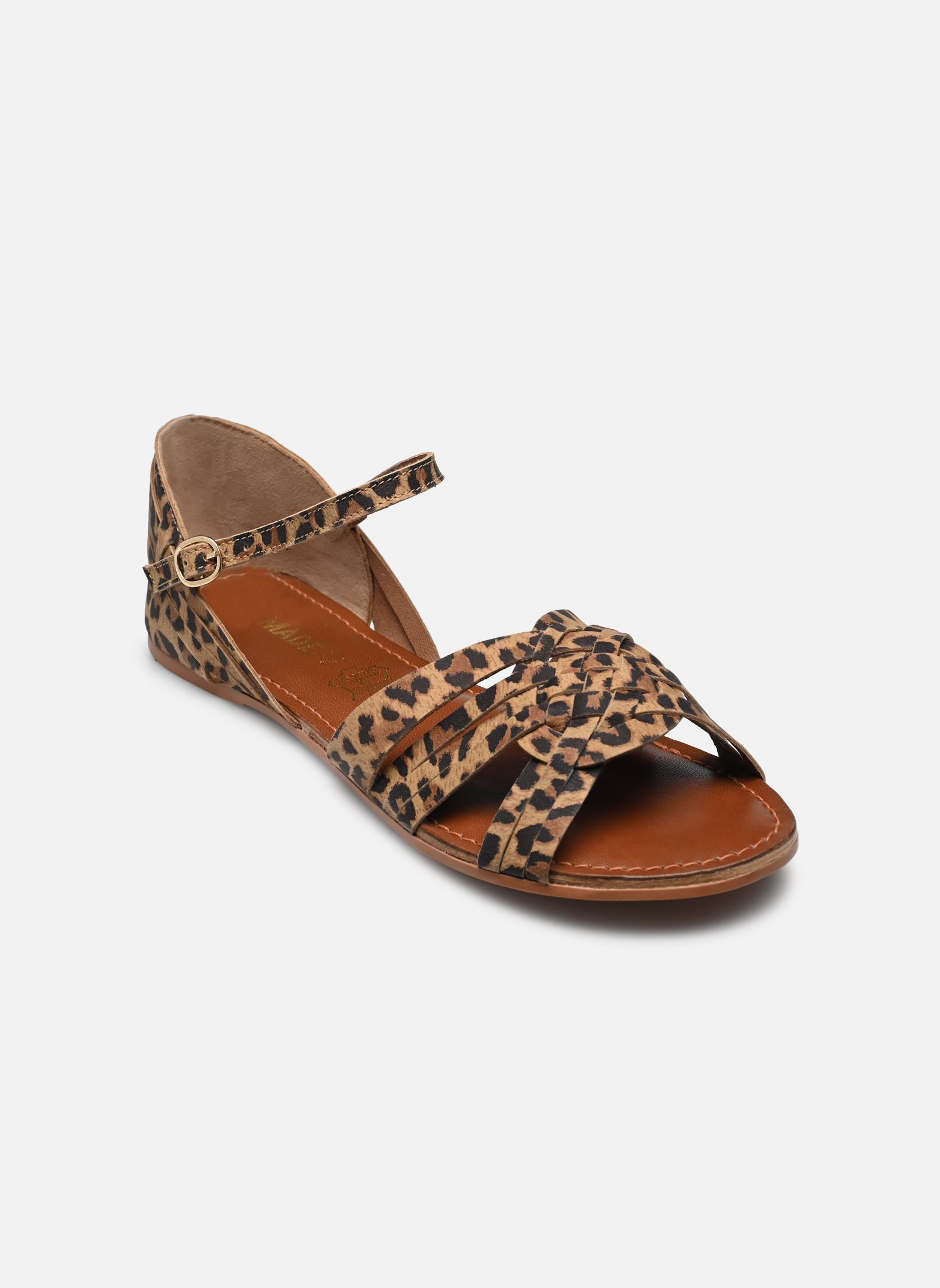 Platte sandalen Sandales KESANCUI leather dames bruin MADE BY Platte sandalen Sandales KESANCUI leather dames bruin MARRON