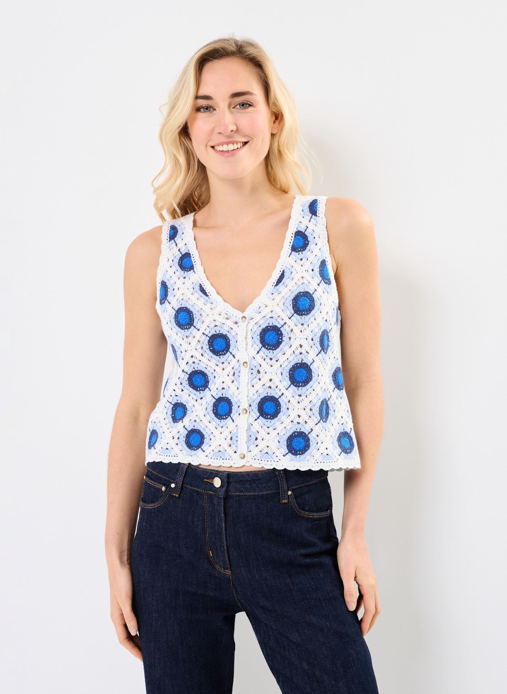 Chalecos MON-GILET CROCHET mujer azul Georgia Rose Chalecos MON-GILET CROCHET mujer azul FROZEN FJORD