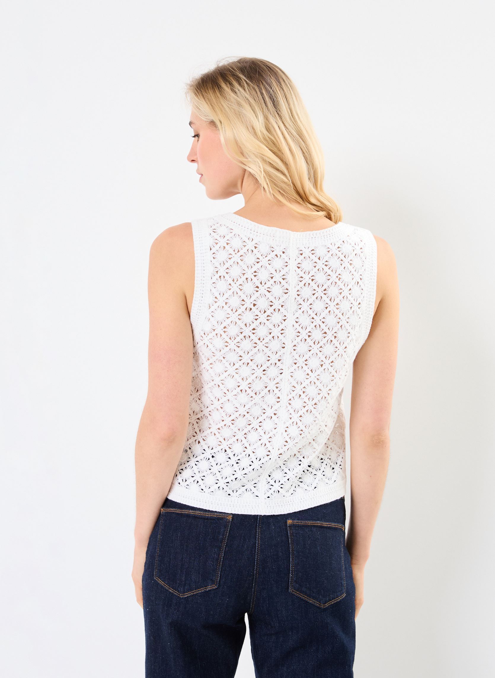 Gilets MON-GILET CROCHET femme blanc Georgia Rose Gilets MON-GILET CROCHET femme blanc CLOUD DANCER