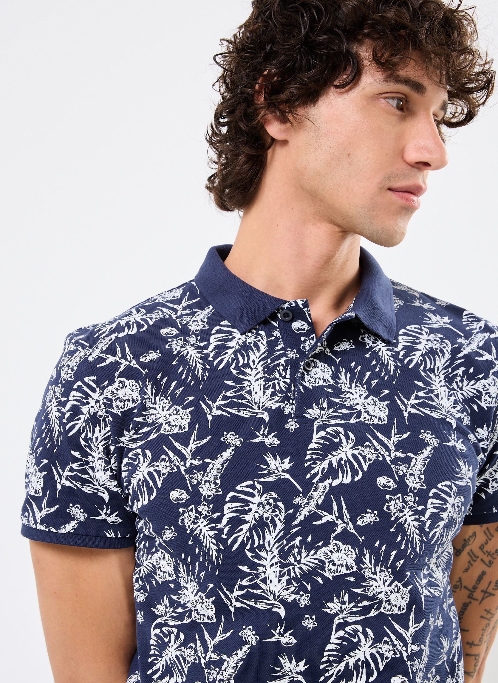 Poloshirts T-POLO-FEUILLE herren blau MADE BY Poloshirts T-POLO-FEUILLE herren blau FEUILLES1TONE_ECRU