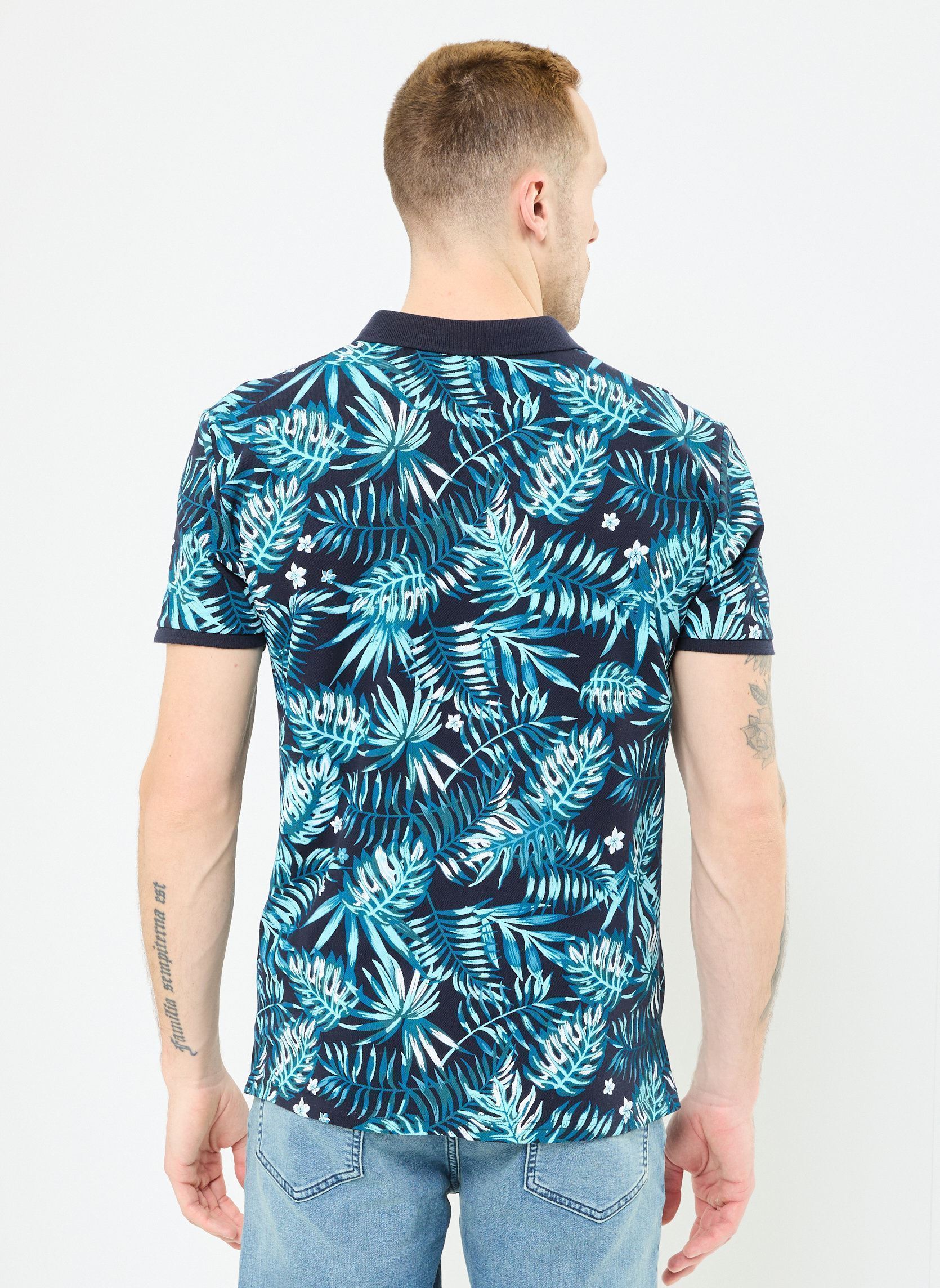 Polo a maniche corte T-POLO-FLEURS uomo blu MADE BY Polo a maniche corte T-POLO-FLEURS uomo blu PALM_MULTI_BLEU