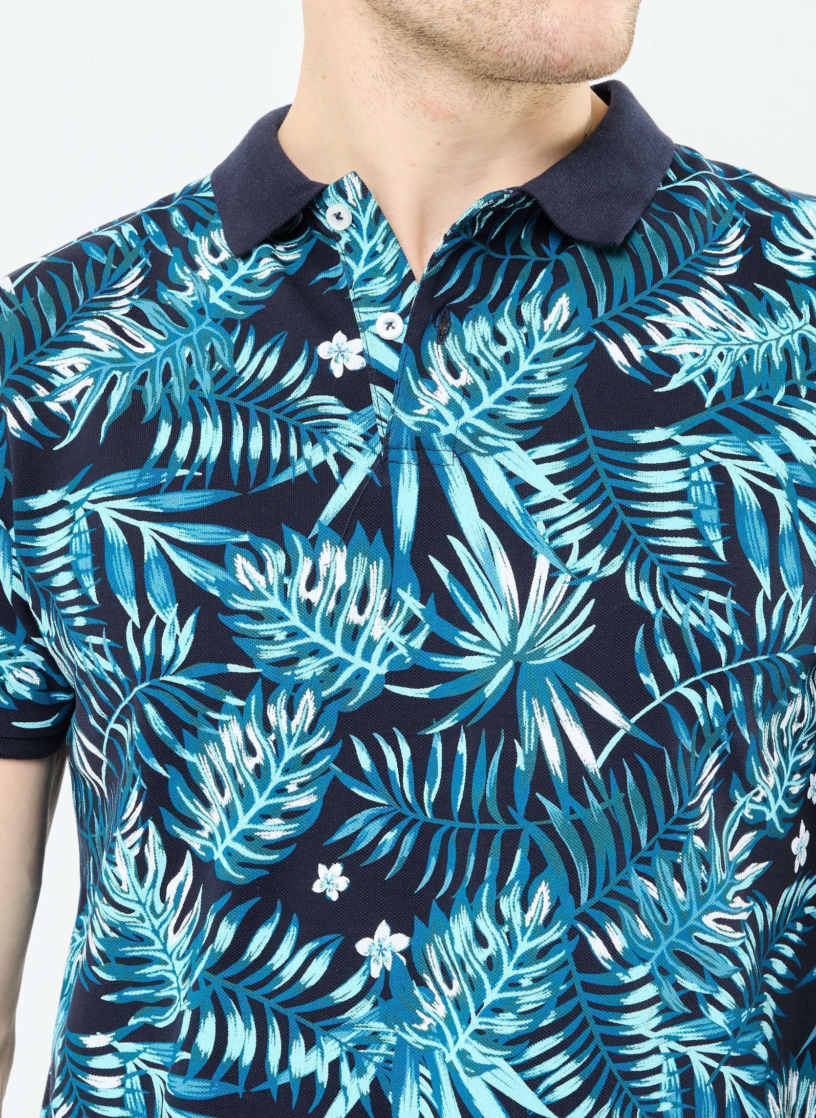 Polo a maniche corte T-POLO-FLEURS uomo blu MADE BY Polo a maniche corte T-POLO-FLEURS uomo blu PALM_MULTI_BLEU