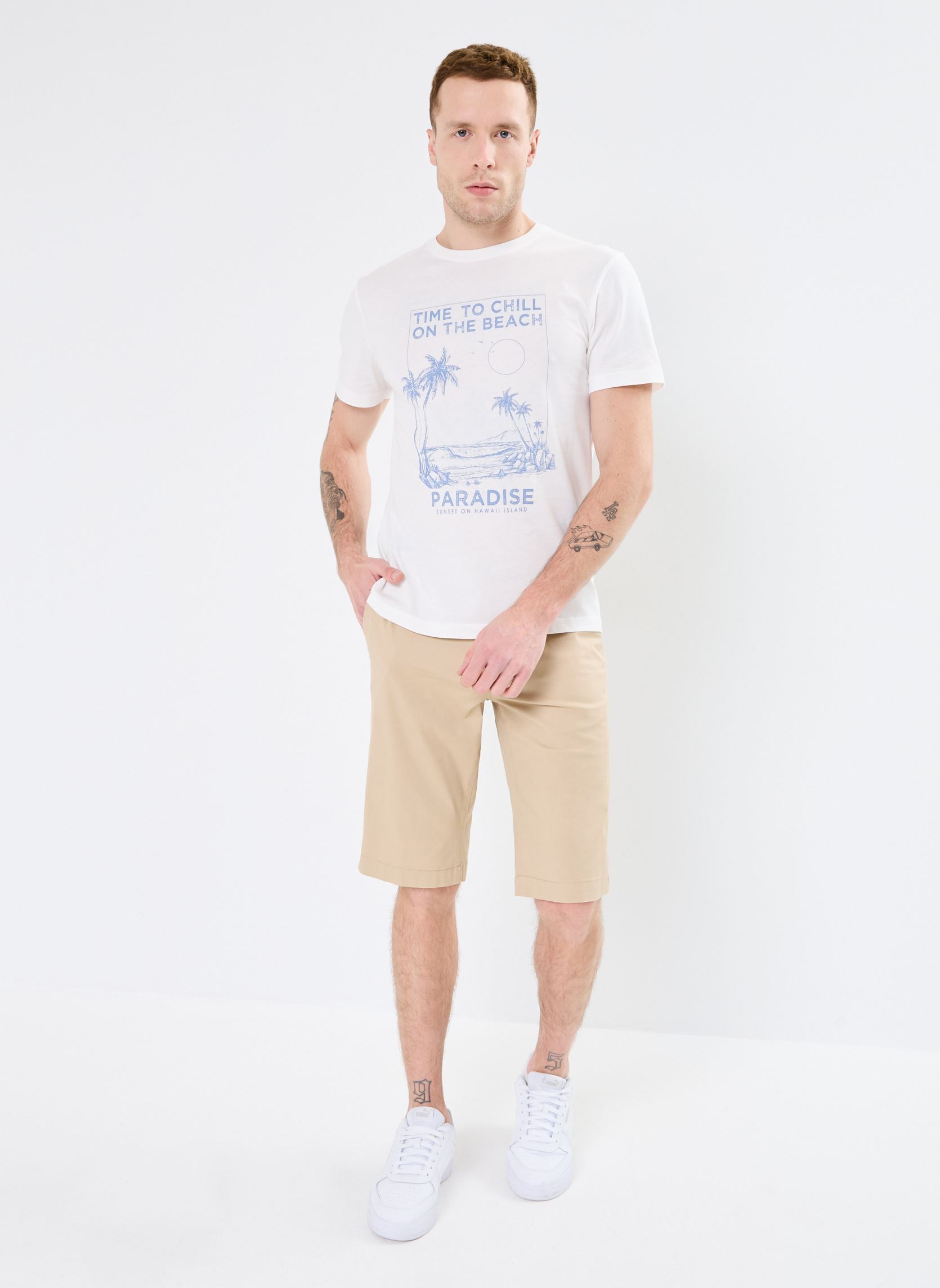 Tee-shirts manches courtes TAHITI homme blanc MADE BY Tee-shirts manches courtes TAHITI homme blanc SNOW WHITE