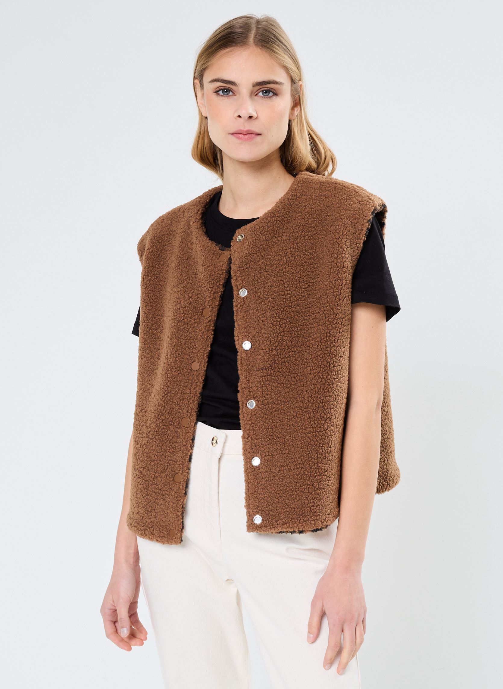 Chalecos MA-SHERPA réversible mujer beige Georgia Rose Chalecos MA-SHERPA réversible mujer beige LEO-TRICOLORE-BR