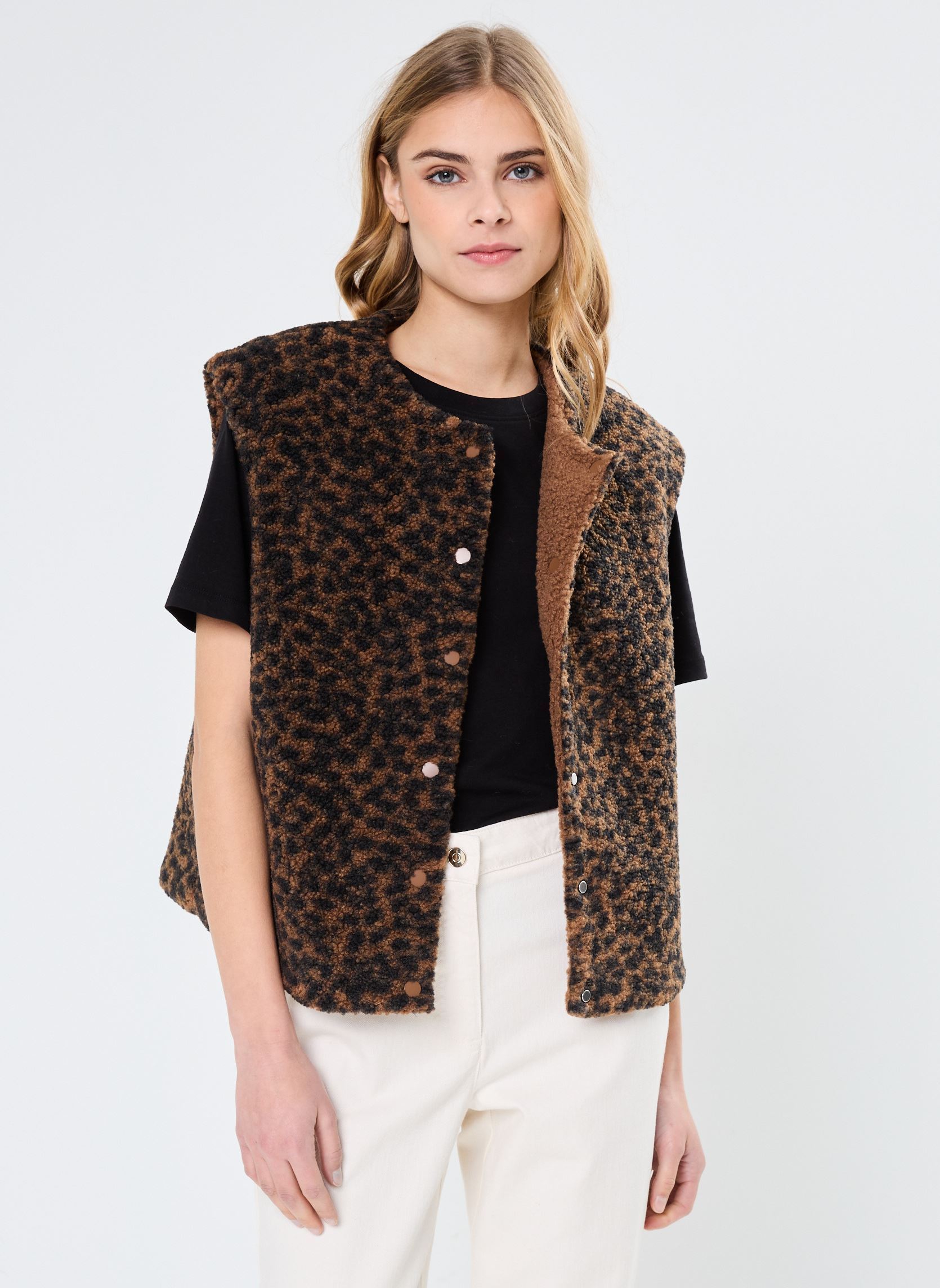 Chalecos MA-SHERPA réversible mujer beige Georgia Rose Chalecos MA-SHERPA réversible mujer beige LEO-TRICOLORE-BR