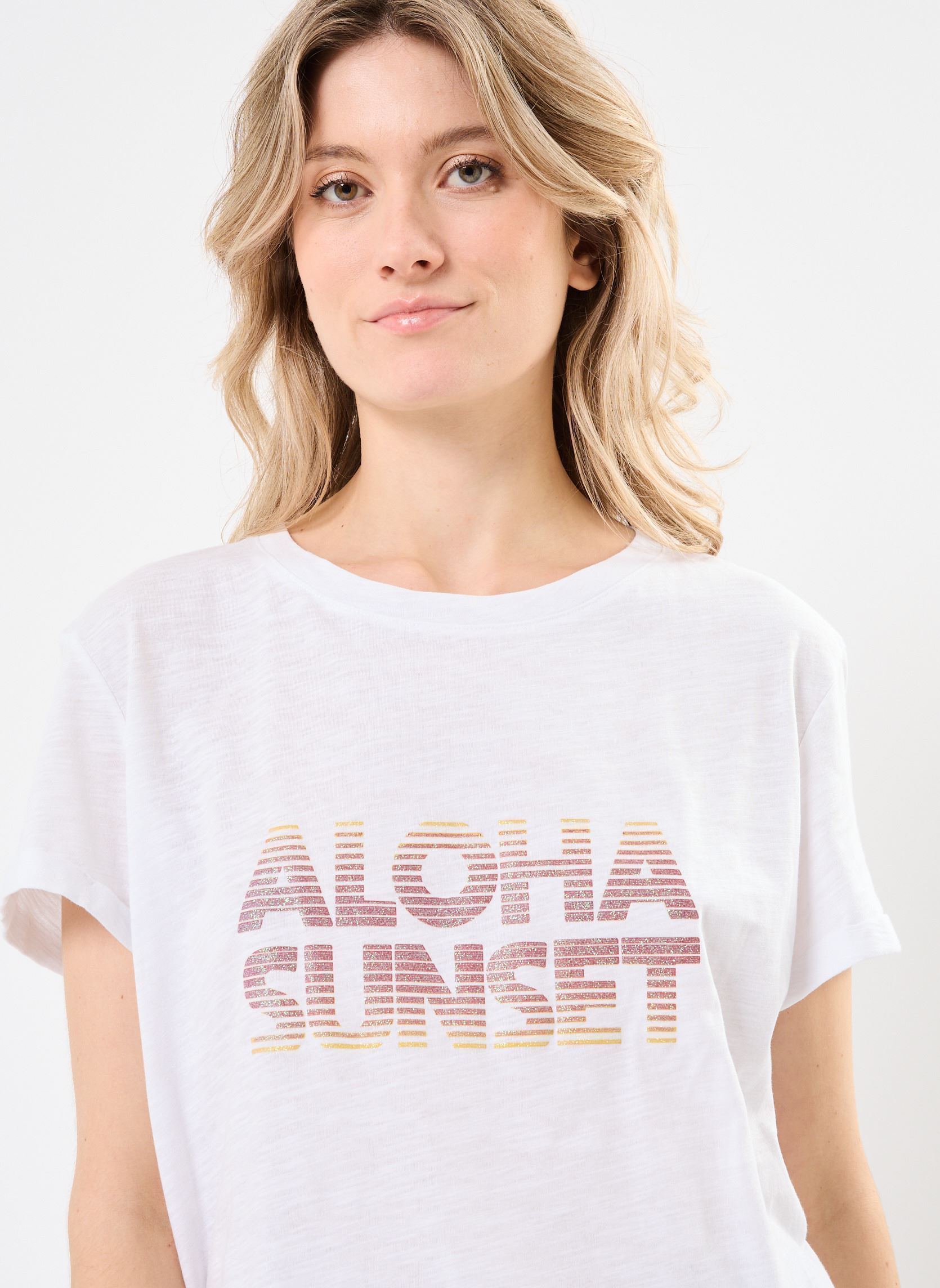 Tee-shirts manches courtes TRAVIS femme blanc MADE BY Tee-shirts manches courtes TRAVIS femme blanc ARTWORK_TCOOL_ALOHA_SNOW WHITE