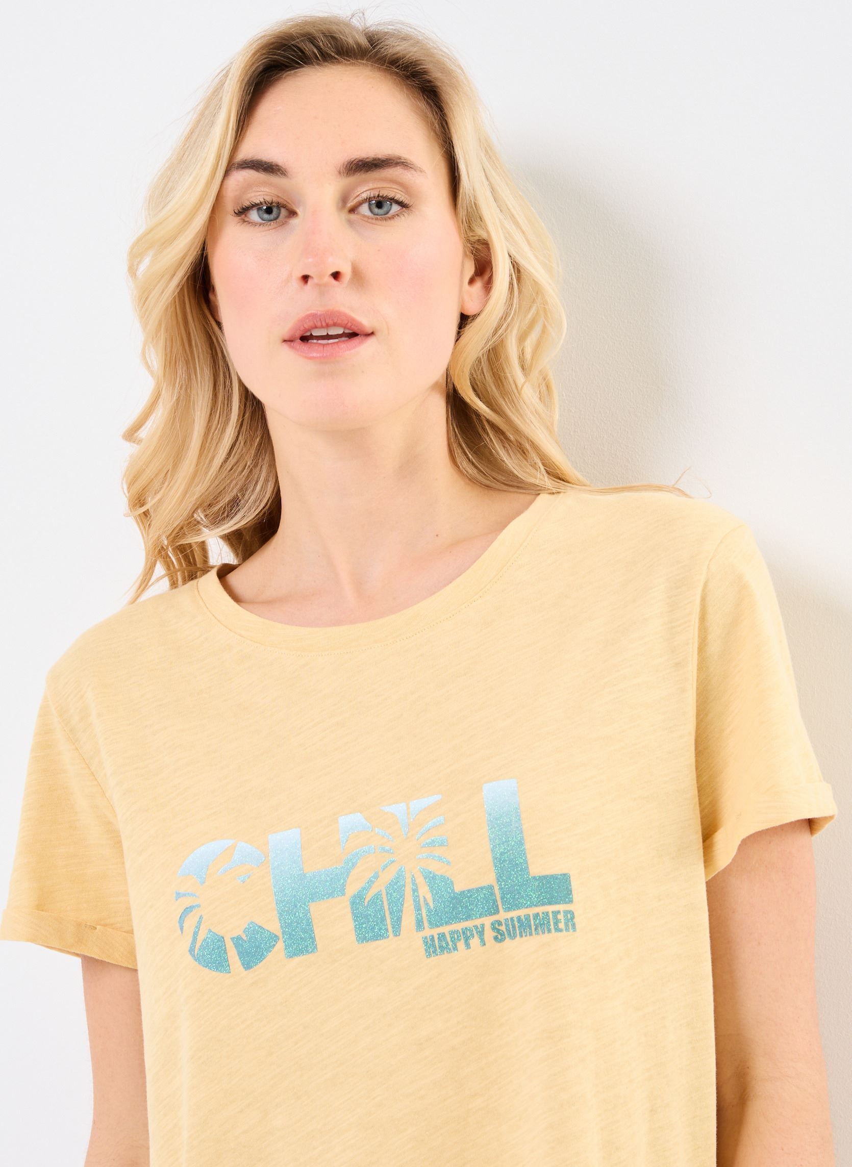 Kurzarm-T-Shirts TRAVIS damen gelb MADE BY Kurzarm-T-Shirts TRAVIS damen gelb ARTWORK_TCOOL_CHILL_SAHARA SUN