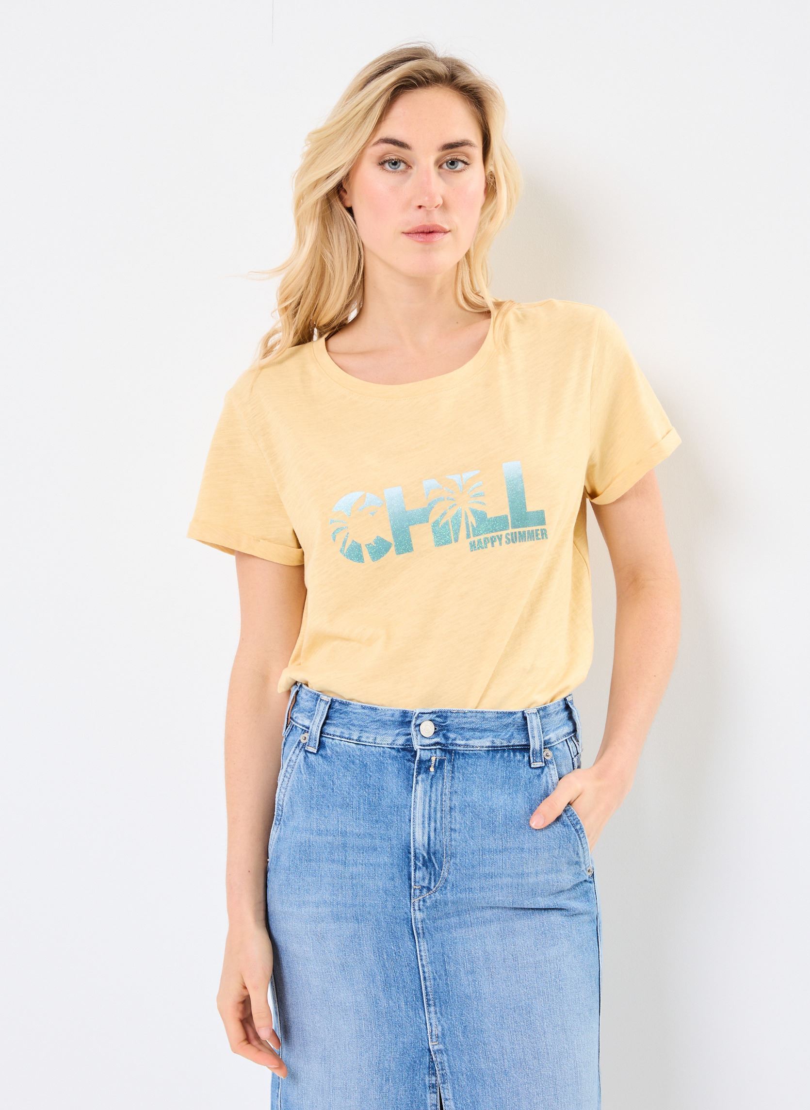 Kurzarm-T-Shirts TRAVIS damen gelb MADE BY Kurzarm-T-Shirts TRAVIS damen gelb ARTWORK_TCOOL_CHILL_SAHARA SUN