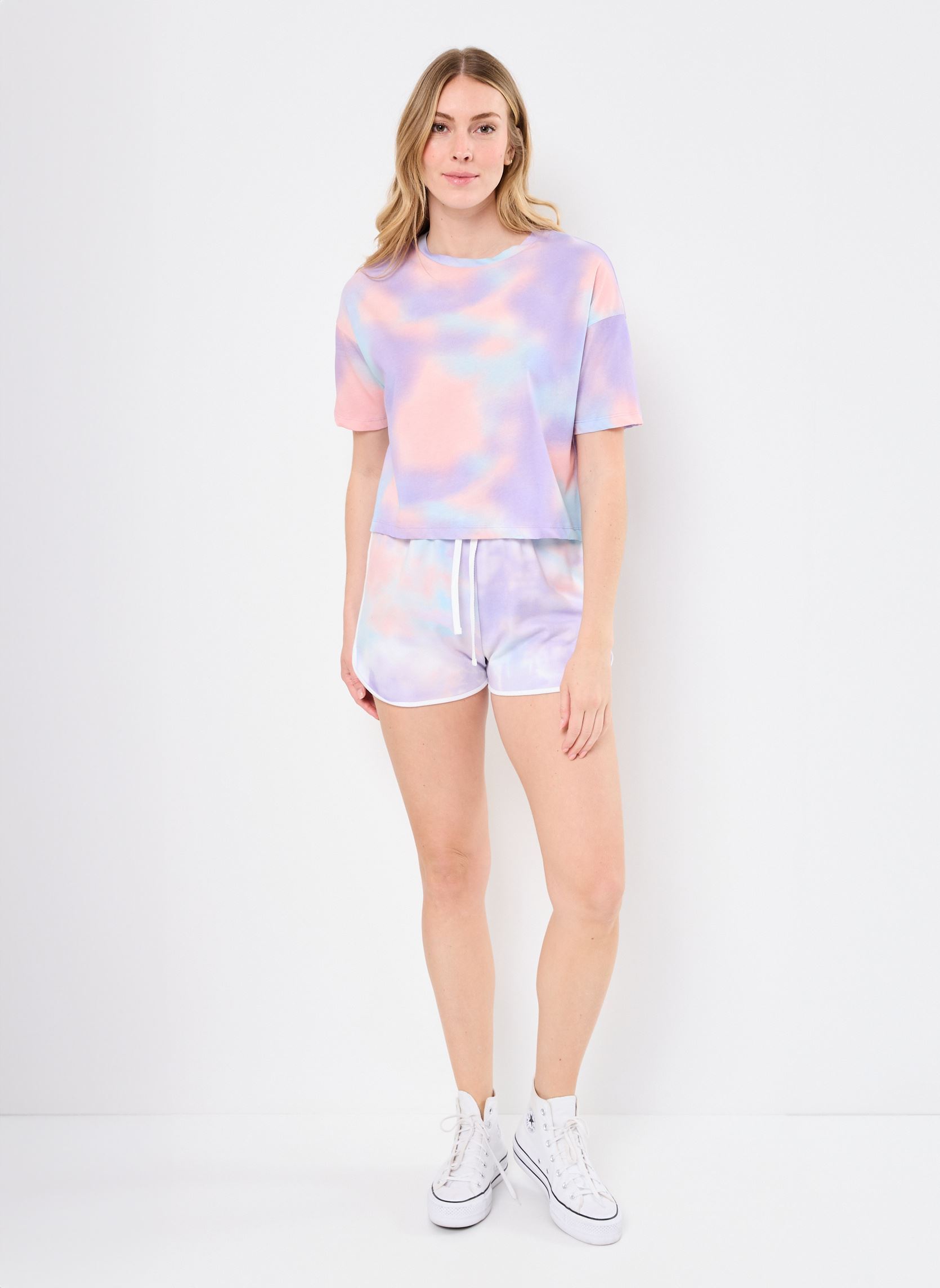 T-shirts met korte mouwen T-SHIRT TIE&DYE dames roze MADE BY T-shirts met korte mouwen T-SHIRT TIE&DYE dames roze CRE4_TILLEUL