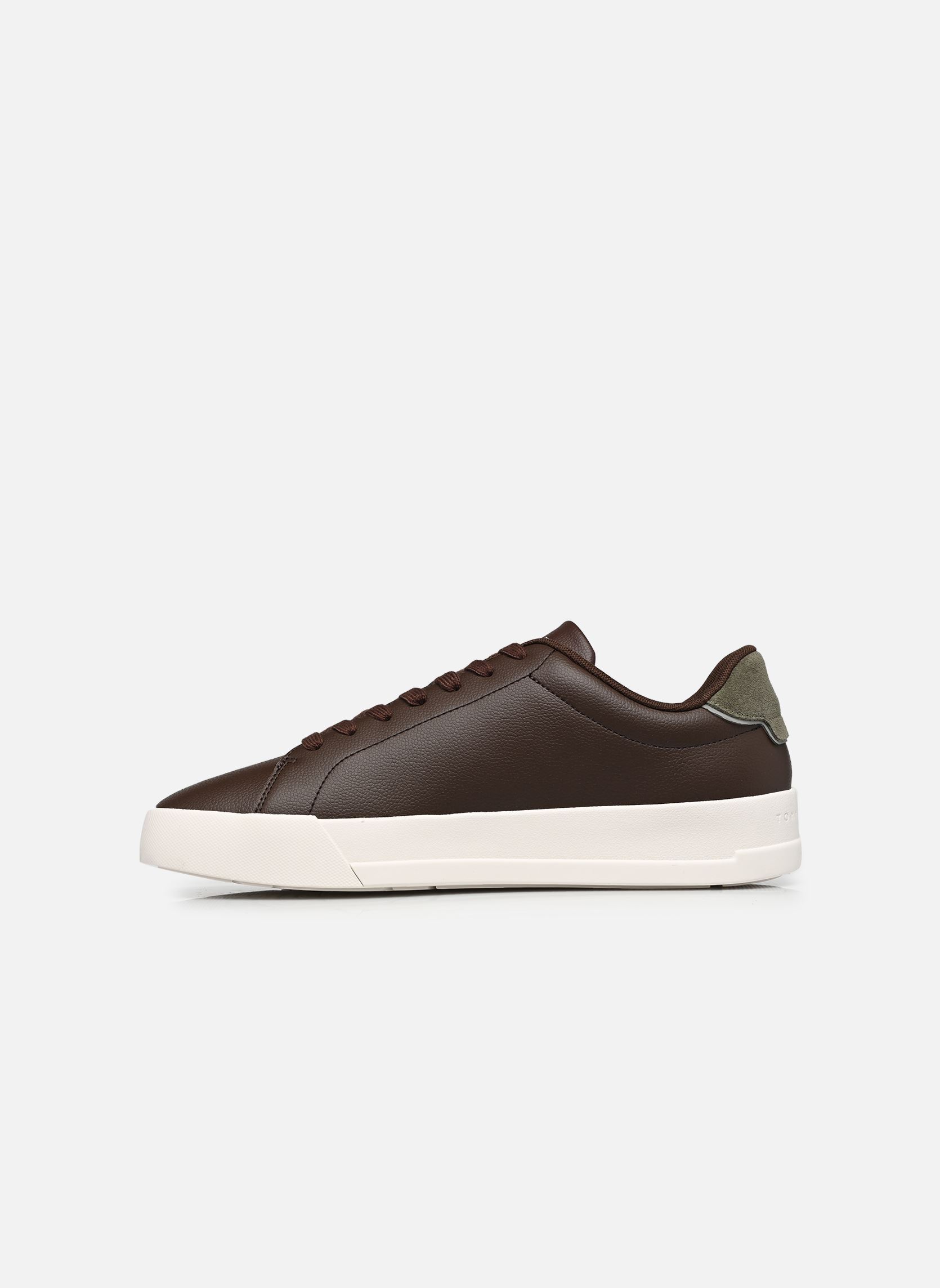 Baskets basses Th Court Lth Detail homme marron Tommy Hilfiger Baskets basses Th Court Lth Detail homme marron COCOA/PLATINUM OLIVE
