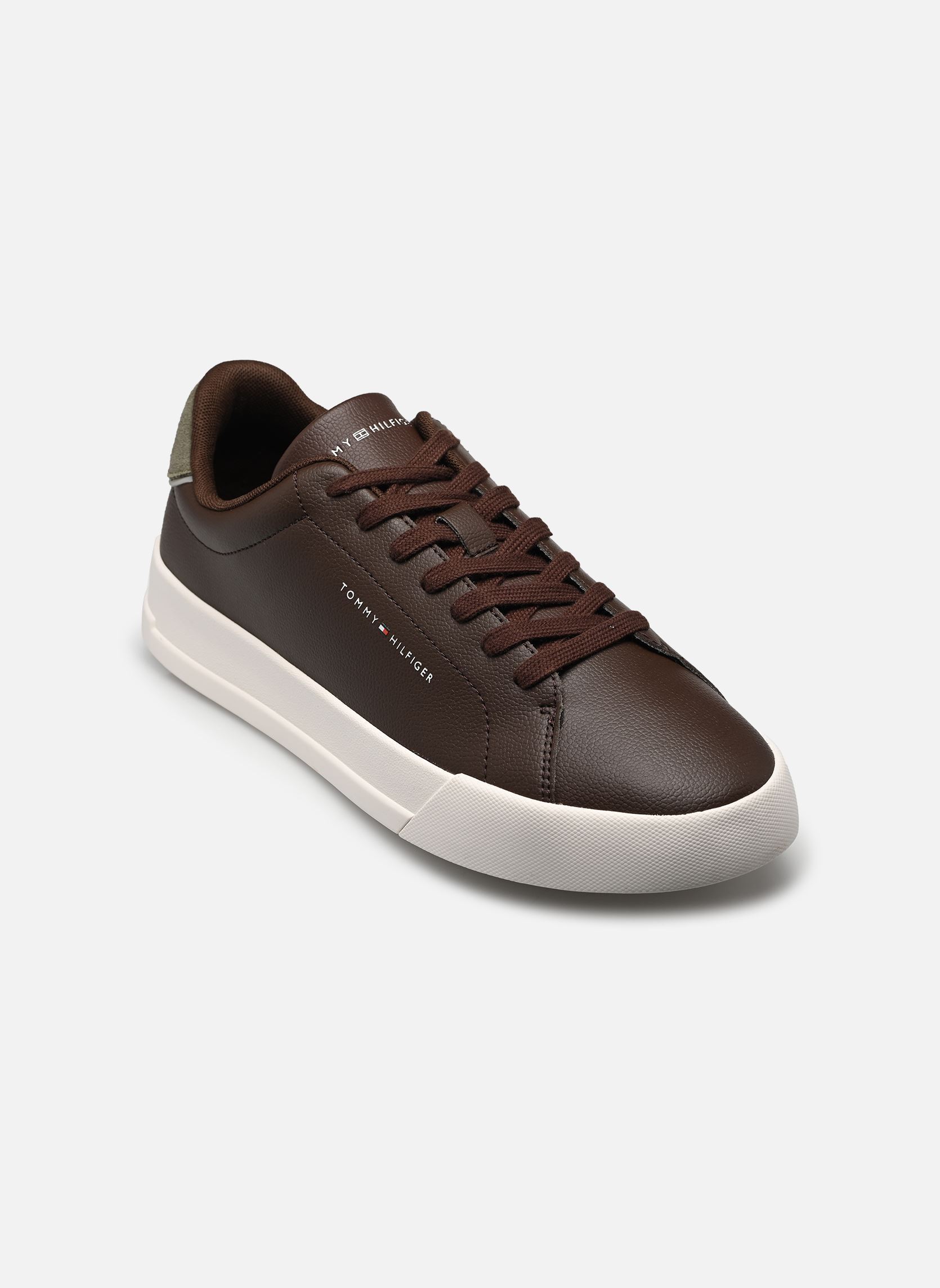 Baskets basses Th Court Lth Detail homme marron Tommy Hilfiger Baskets basses Th Court Lth Detail homme marron COCOA/PLATINUM OLIVE