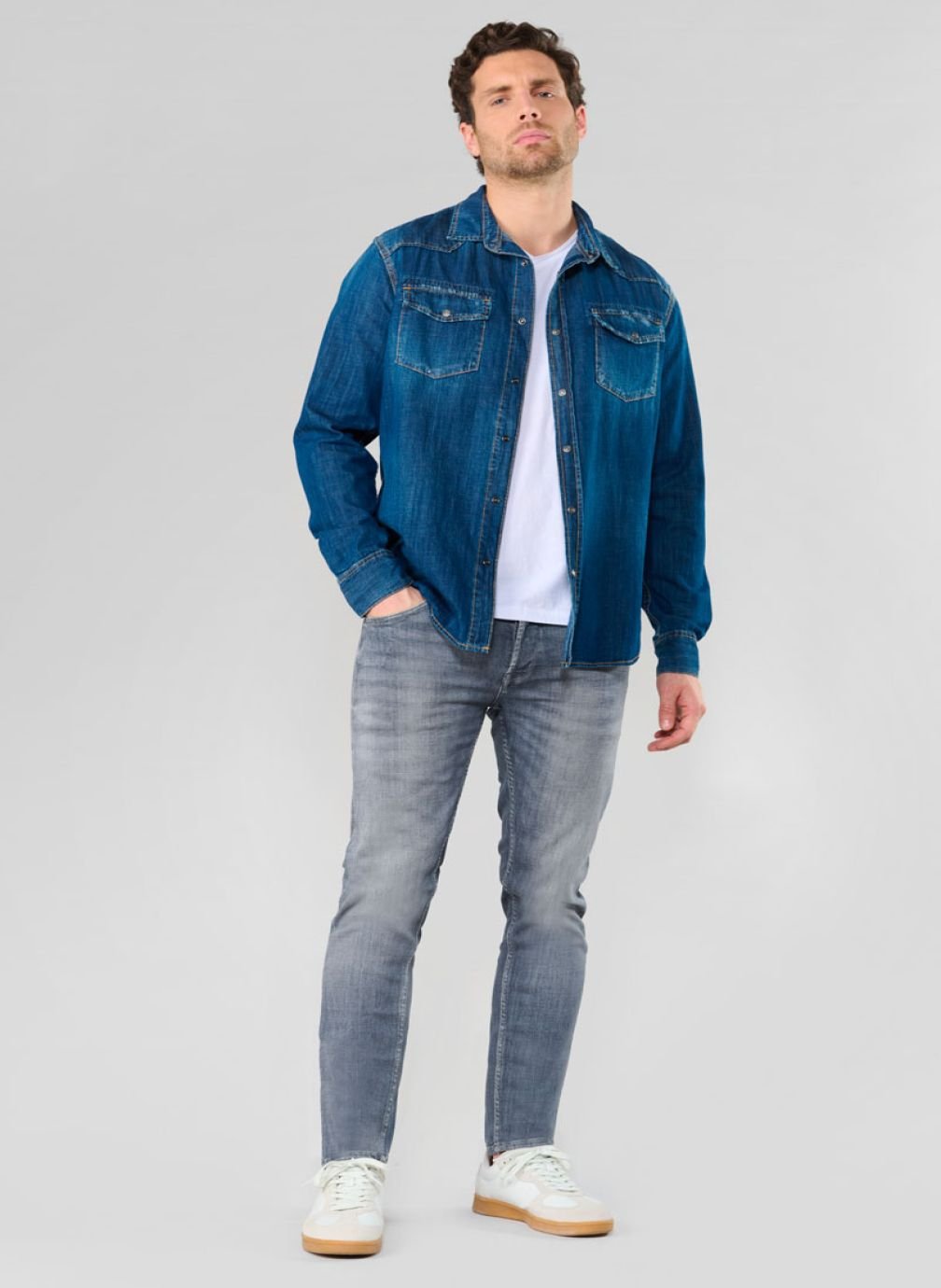 Chemises Chemise en jeans JUANITO Blue homme bleu Le temps des cerises Chemises Chemise en jeans JUANITO Blue homme bleu Bleu