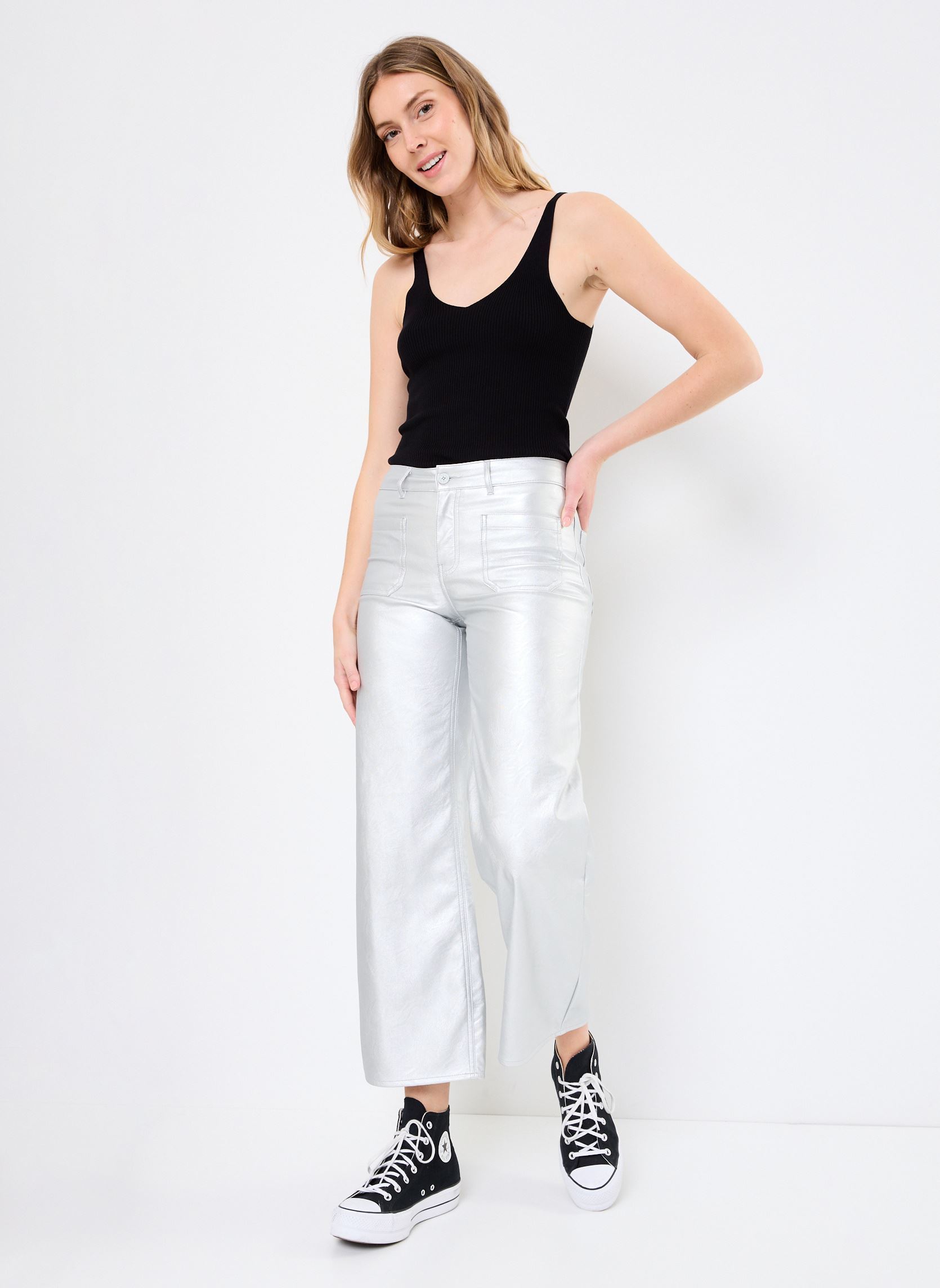 Pantalons larges 53848 LUCIA PANTALON femme argent Five Jeans Pantalons larges 53848 LUCIA PANTALON femme argent SILVER