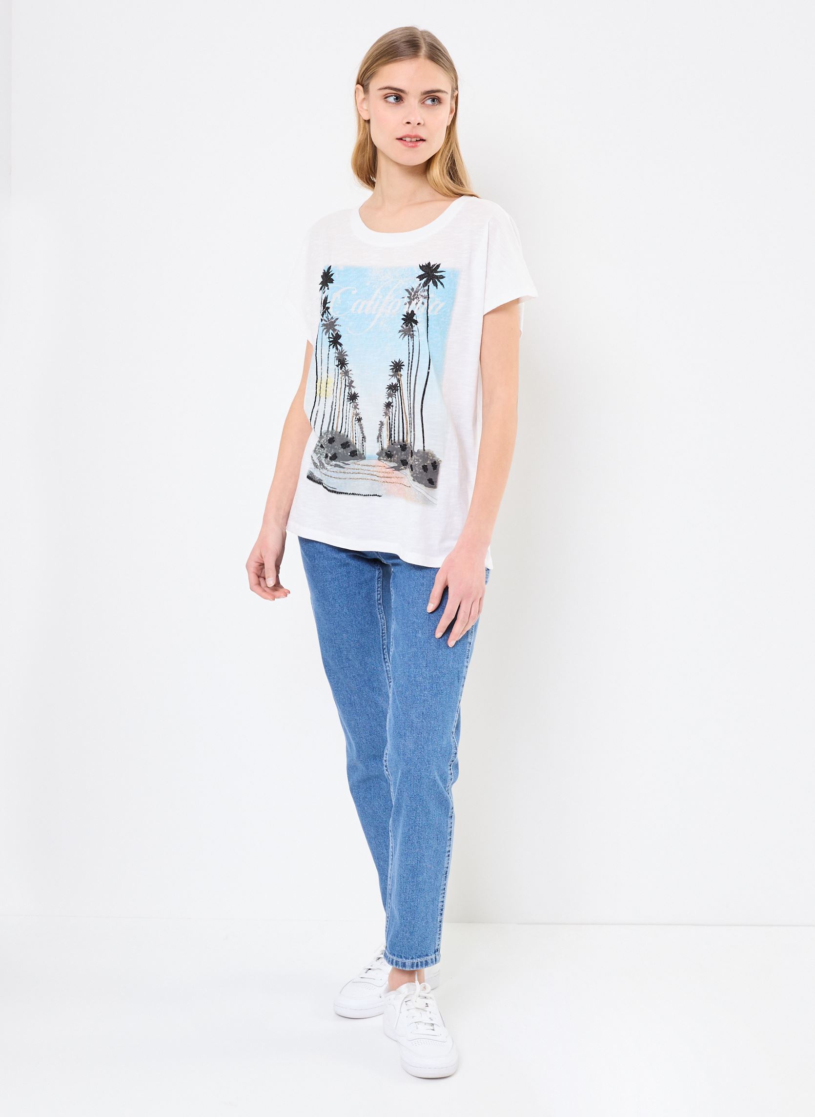 Kurzarm-T-Shirts TSE2501 TEE SHIRT damen weiß Five Jeans Kurzarm-T-Shirts TSE2501 TEE SHIRT damen weiß WHITE