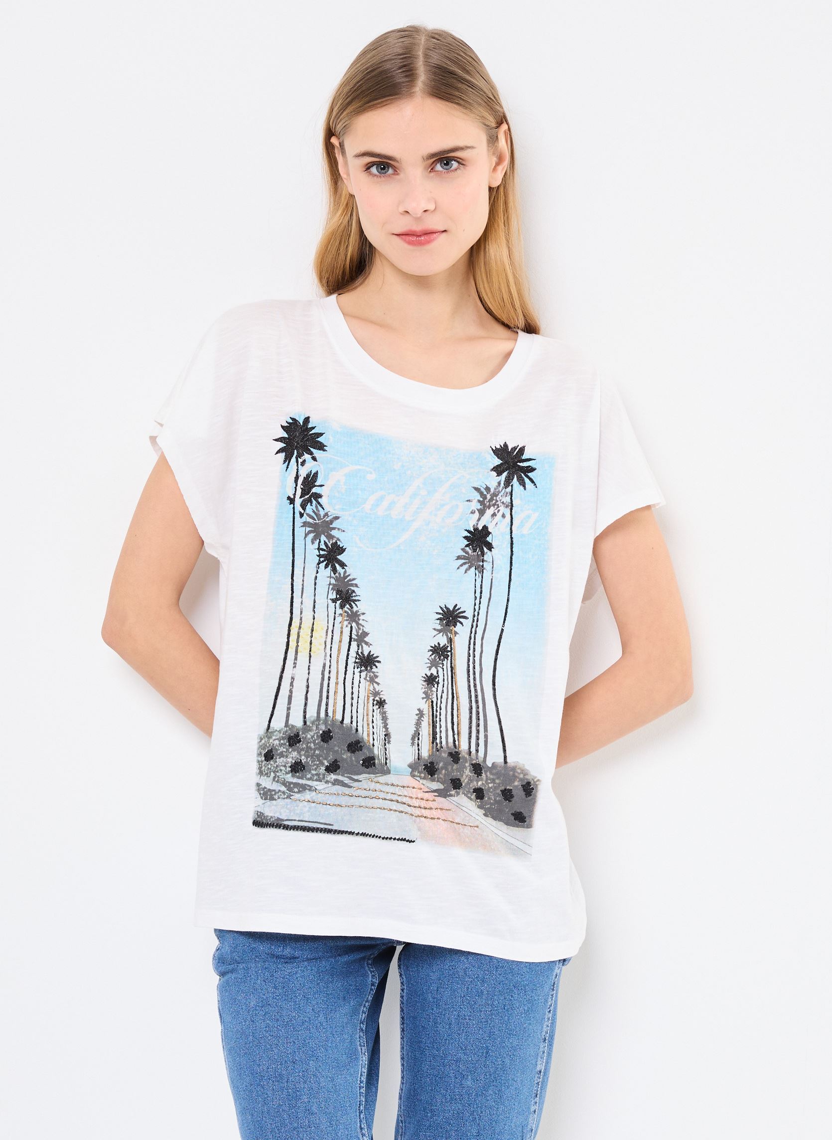 Kurzarm-T-Shirts TSE2501 TEE SHIRT damen weiß Five Jeans Kurzarm-T-Shirts TSE2501 TEE SHIRT damen weiß WHITE