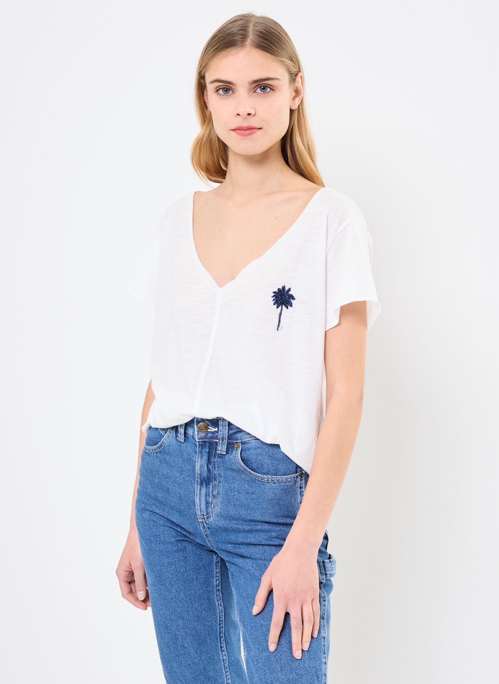 Kurzarm-T-Shirts TSE2511 TEE SHIRT damen weiß Five Jeans Kurzarm-T-Shirts TSE2511 TEE SHIRT damen weiß WHITE