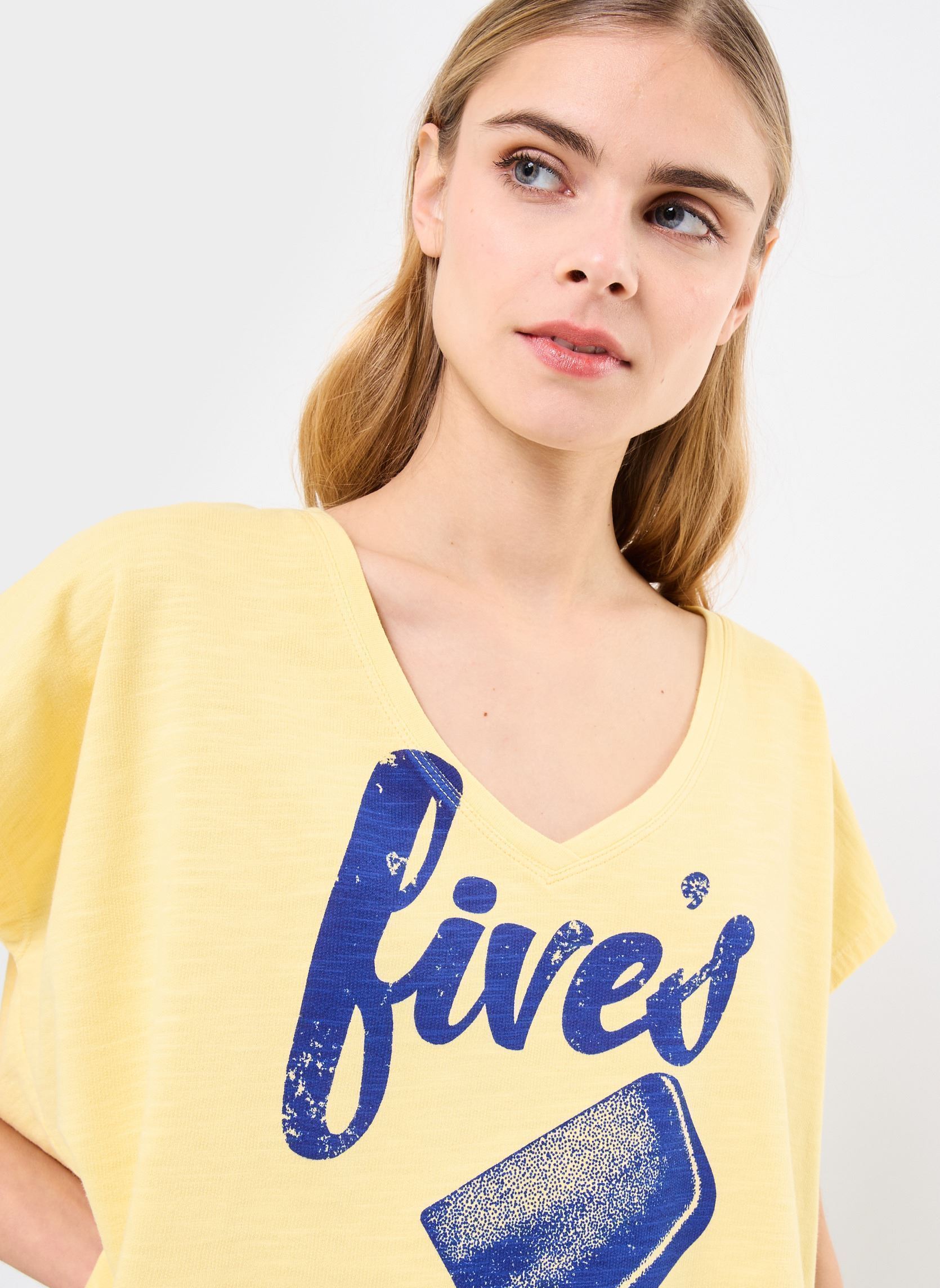 Tee-shirts manches courtes TSE2514 TEE SHIRT femme jaune Five Jeans Tee-shirts manches courtes TSE2514 TEE SHIRT femme jaune LEMON