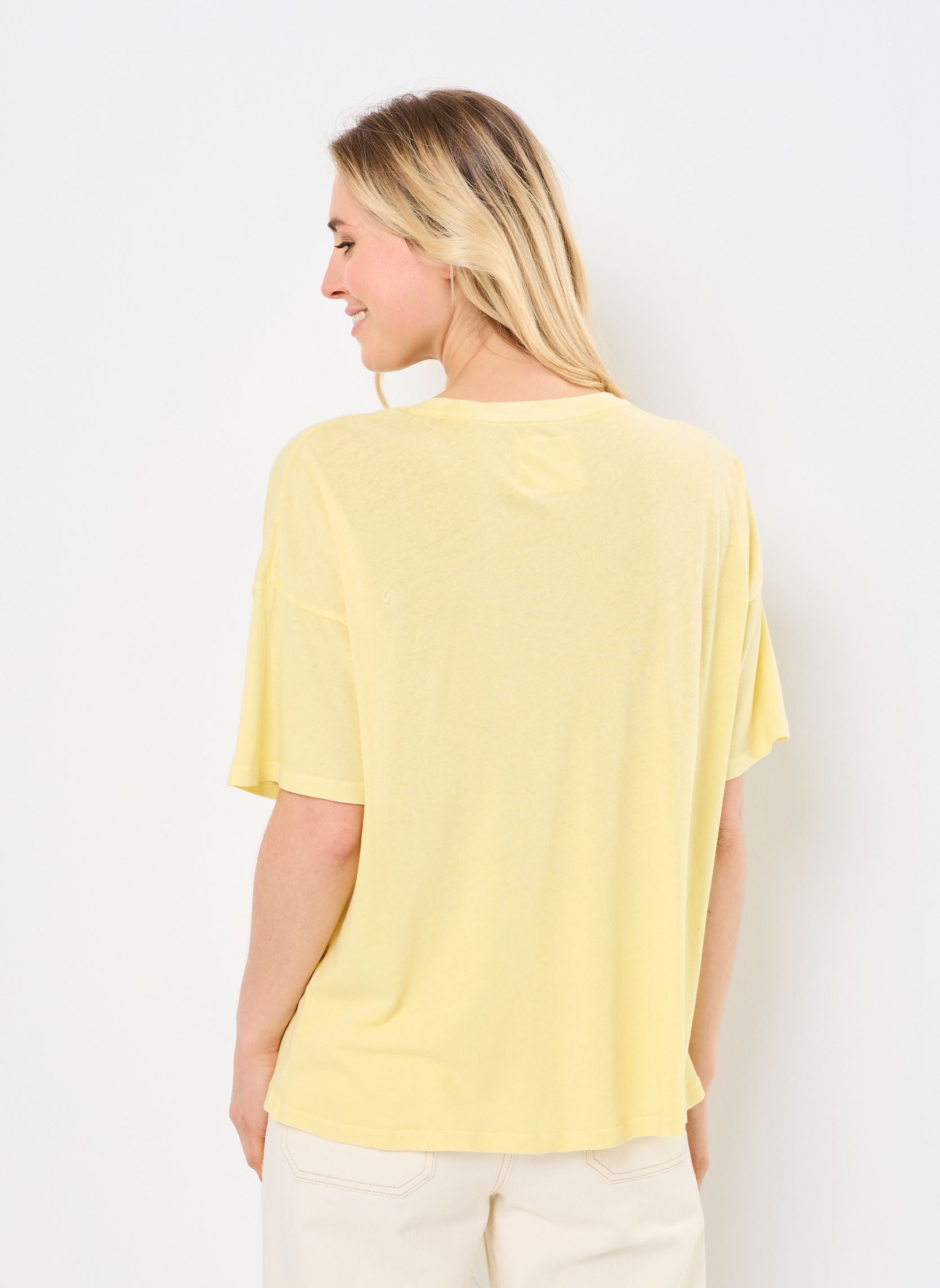 Tee-shirts manches courtes TSE2528 TEE SHIRT femme jaune Five Jeans Tee-shirts manches courtes TSE2528 TEE SHIRT femme jaune LEMON-OLD PINK