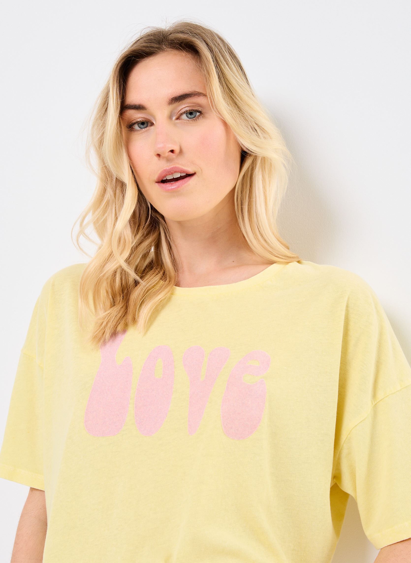 Tee-shirts manches courtes TSE2528 TEE SHIRT femme jaune Five Jeans Tee-shirts manches courtes TSE2528 TEE SHIRT femme jaune LEMON-OLD PINK