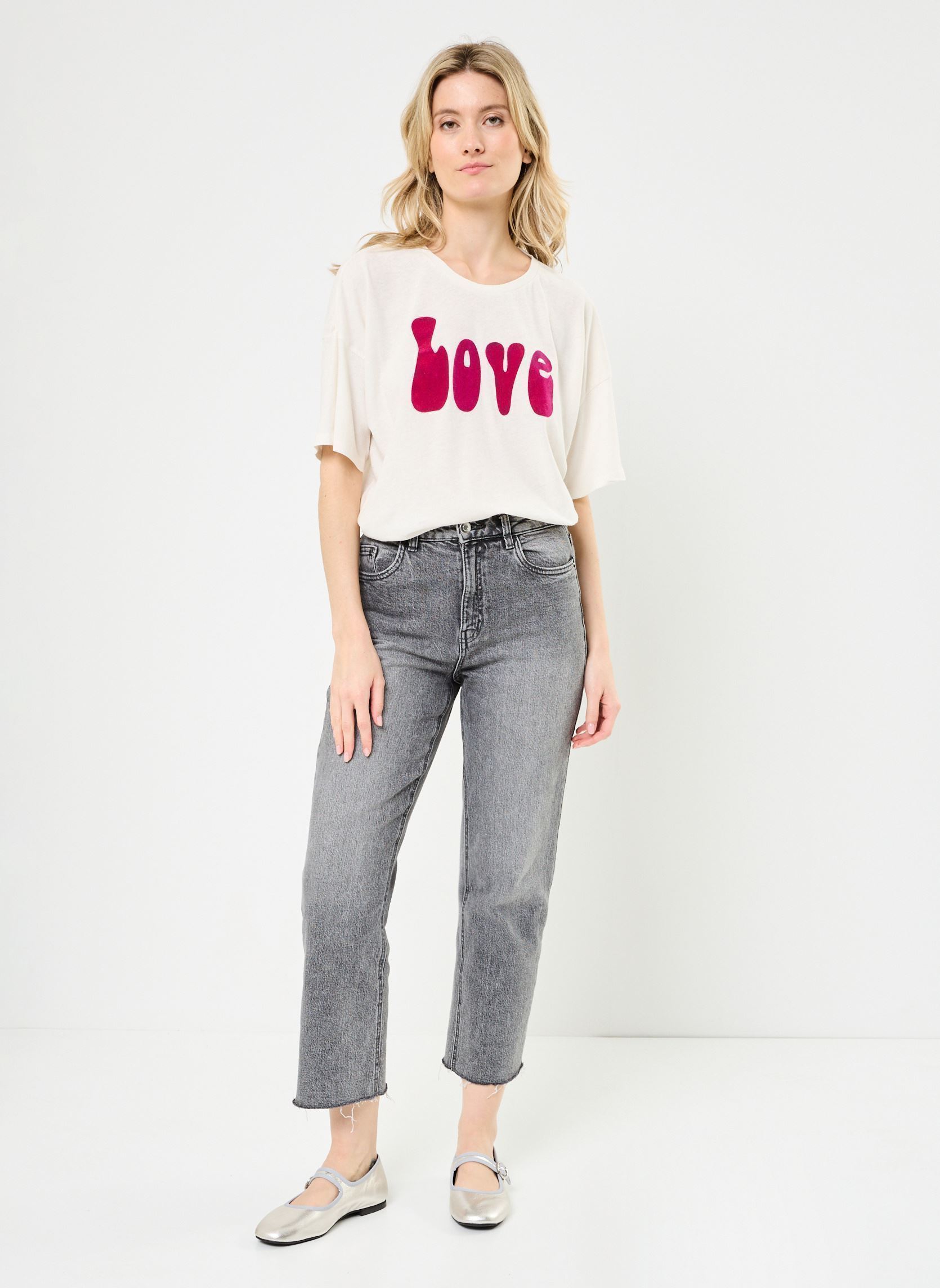 Tee-shirts manches courtes TSE2528 TEE SHIRT femme blanc Five Jeans Tee-shirts manches courtes TSE2528 TEE SHIRT femme blanc MERINGUE-GLYCINE