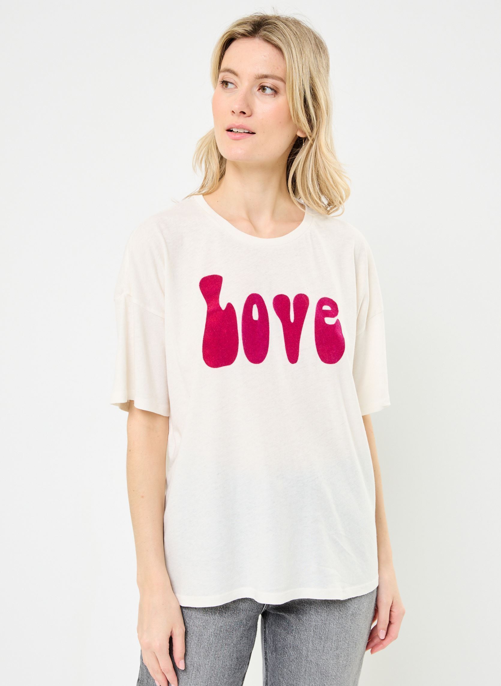 Tee-shirts manches courtes TSE2528 TEE SHIRT femme blanc Five Jeans Tee-shirts manches courtes TSE2528 TEE SHIRT femme blanc MERINGUE-GLYCINE