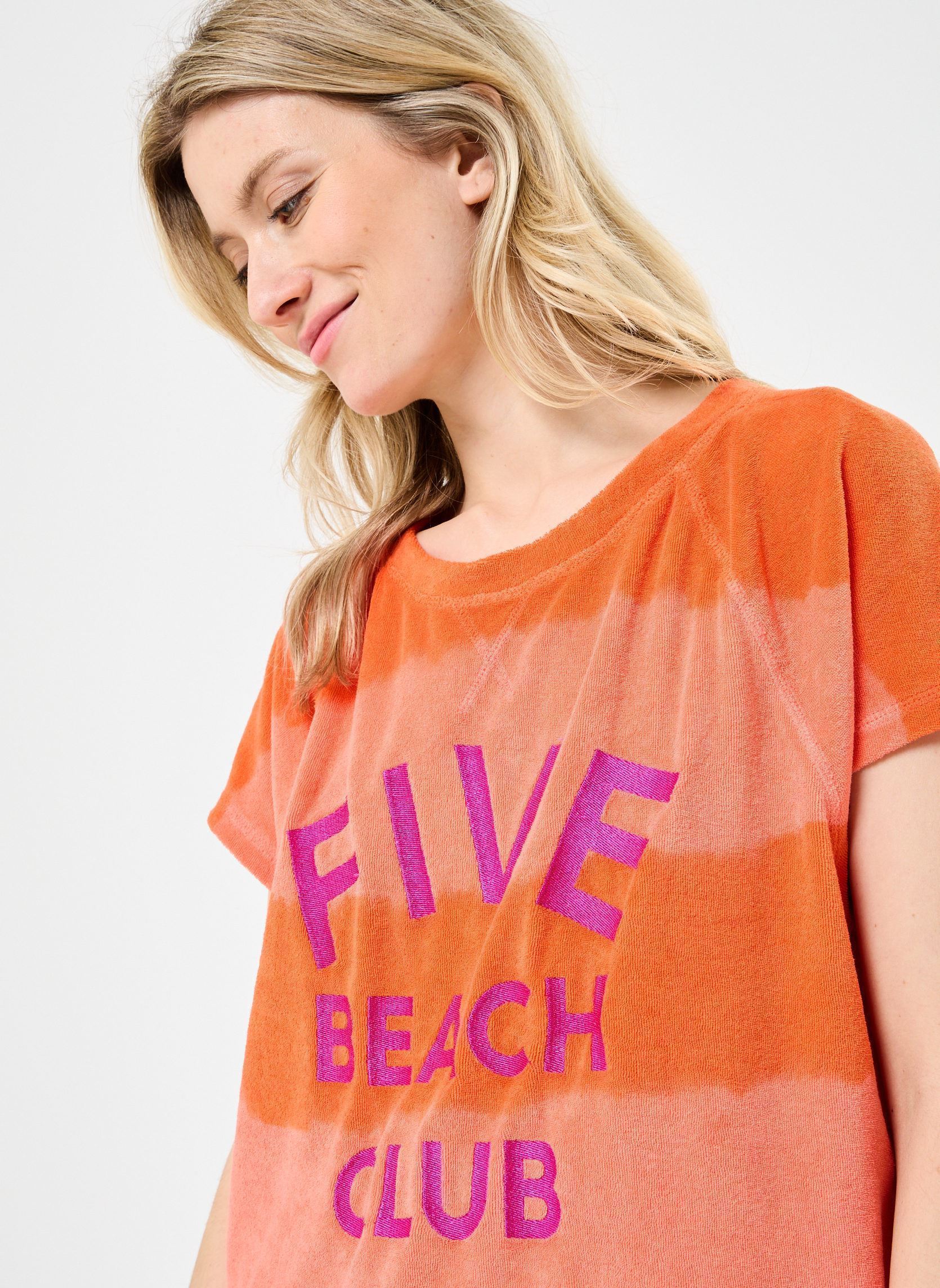 Tee-shirts manches courtes TSE2539 TEE SHIRT femme orange Five Jeans Tee-shirts manches courtes TSE2539 TEE SHIRT femme orange CORAL