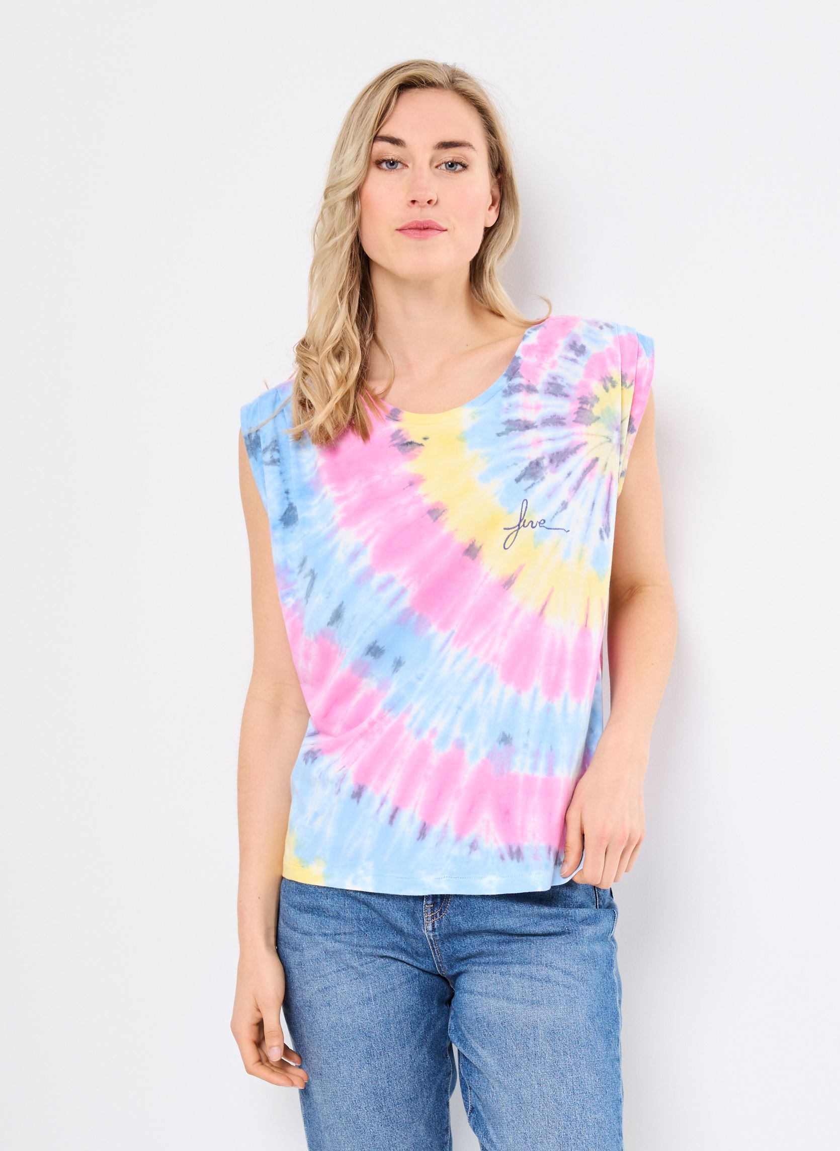 Camisetas sin mangas TSE2559 TEE SHIRT mujer multicolor Five Jeans Camisetas sin mangas TSE2559 TEE SHIRT mujer multicolor LEMON