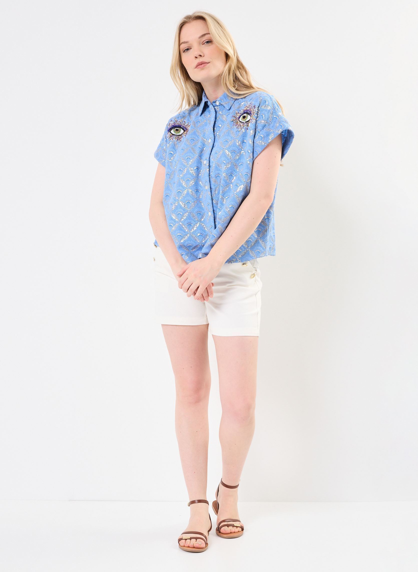 Kurzarm-Hemden EDITH damen blau Wild Kurzarm-Hemden EDITH damen blau Bleu