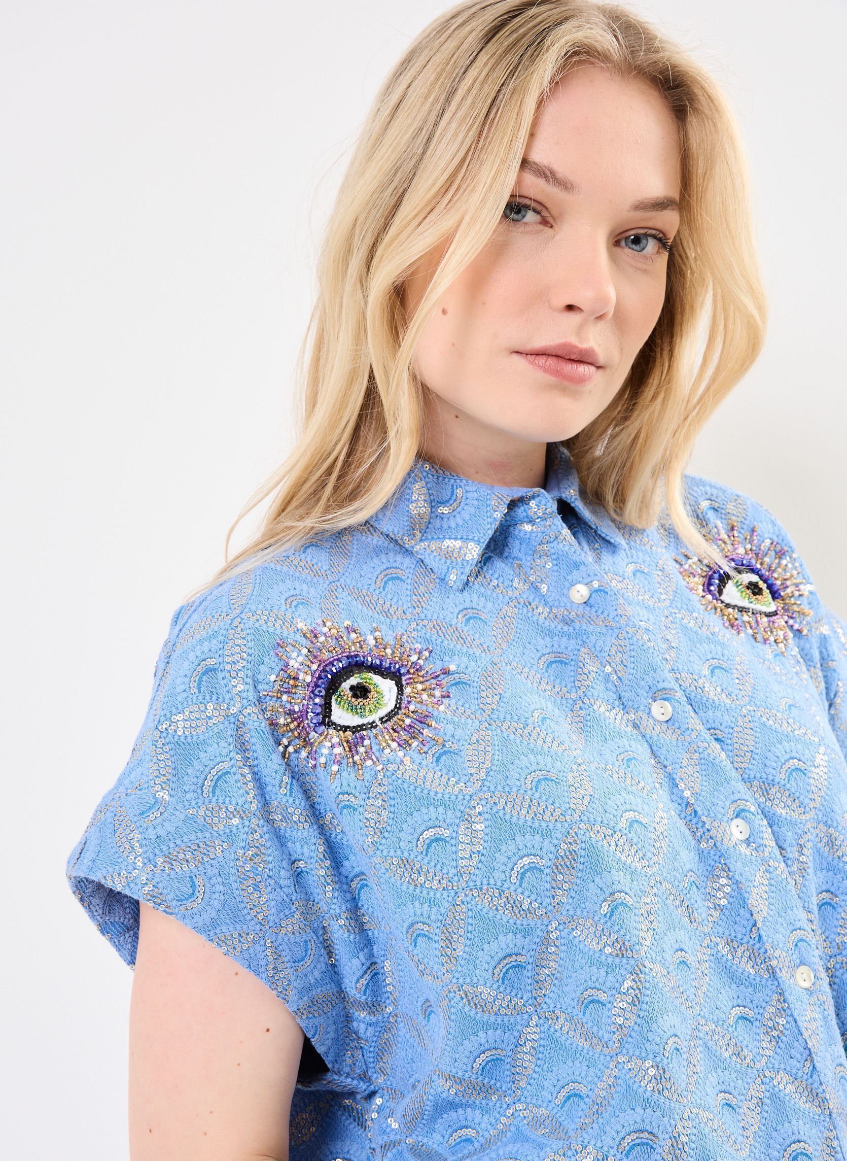 Kurzarm-Hemden EDITH damen blau Wild Kurzarm-Hemden EDITH damen blau Bleu