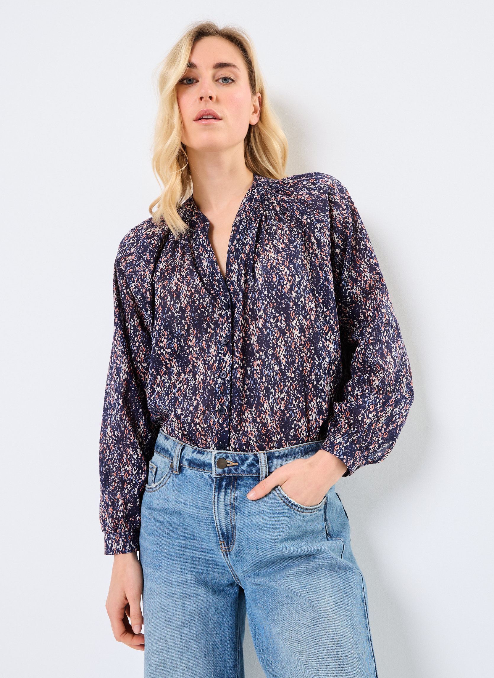 Bluse a maniche lunghe Platane donna blu Grace & Mila Bluse a maniche lunghe Platane donna blu Marine