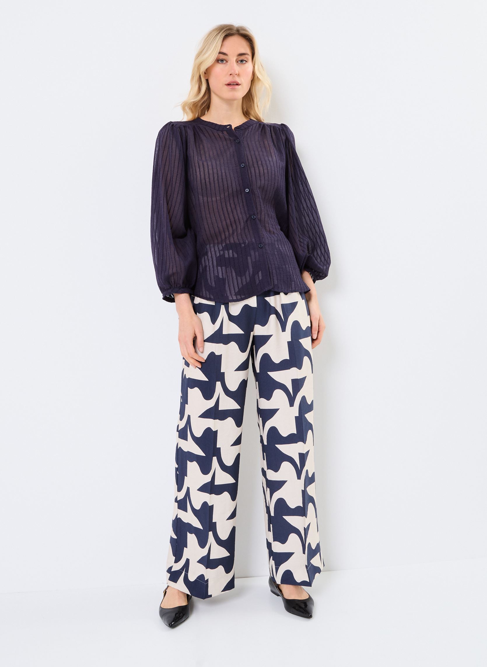 Bluse a maniche lunghe Poesie donna blu Grace & Mila Bluse a maniche lunghe Poesie donna blu MARINE